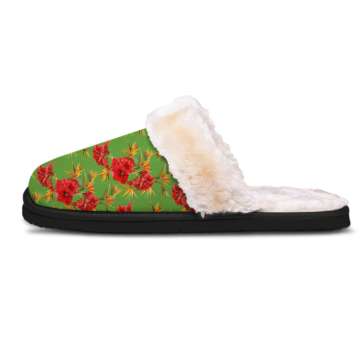 Japanese Amaryllis Yellow And Red Print Pattern Slippers-grizzshop