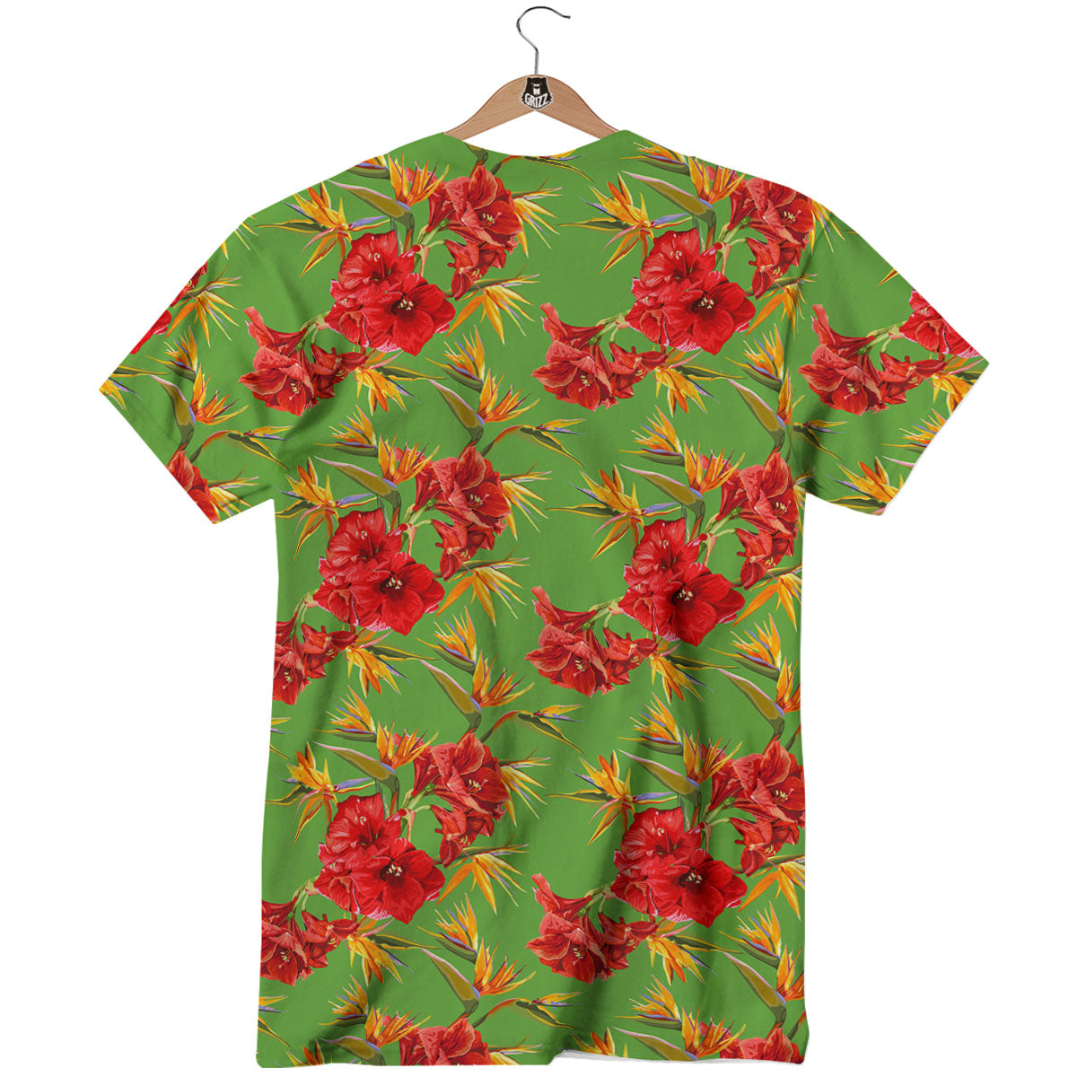 Japanese Amaryllis Yellow And Red Print Pattern T-Shirt-grizzshop