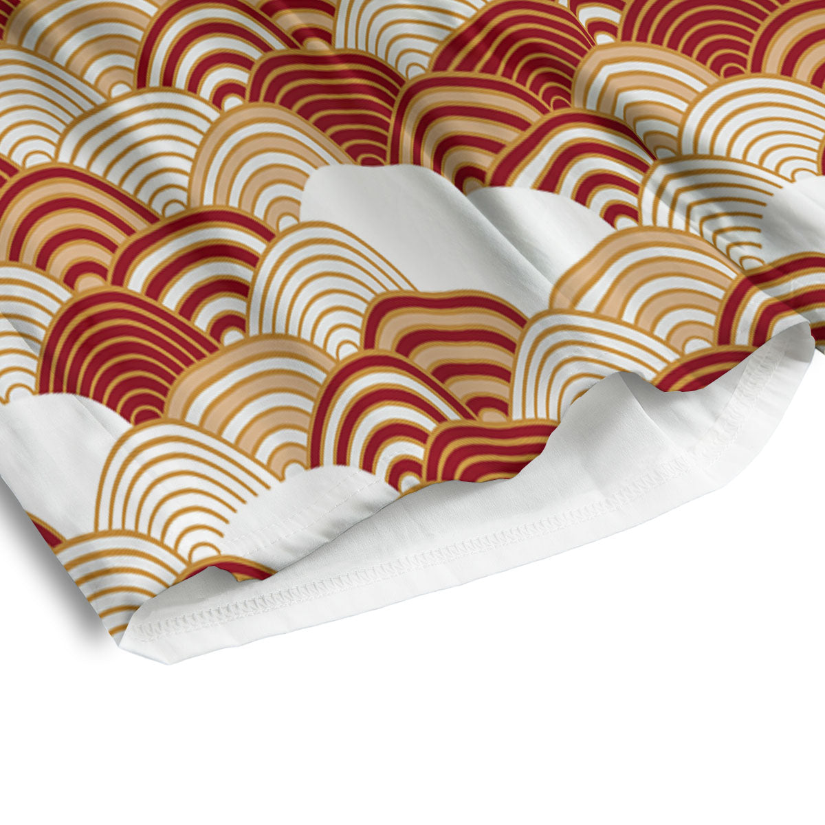 Japanese Beige And Red Print Pattern Men's Athletic Shorts