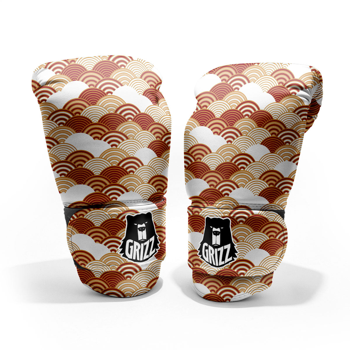 Japanese Beige And Red Print Pattern Pro Boxing Glove