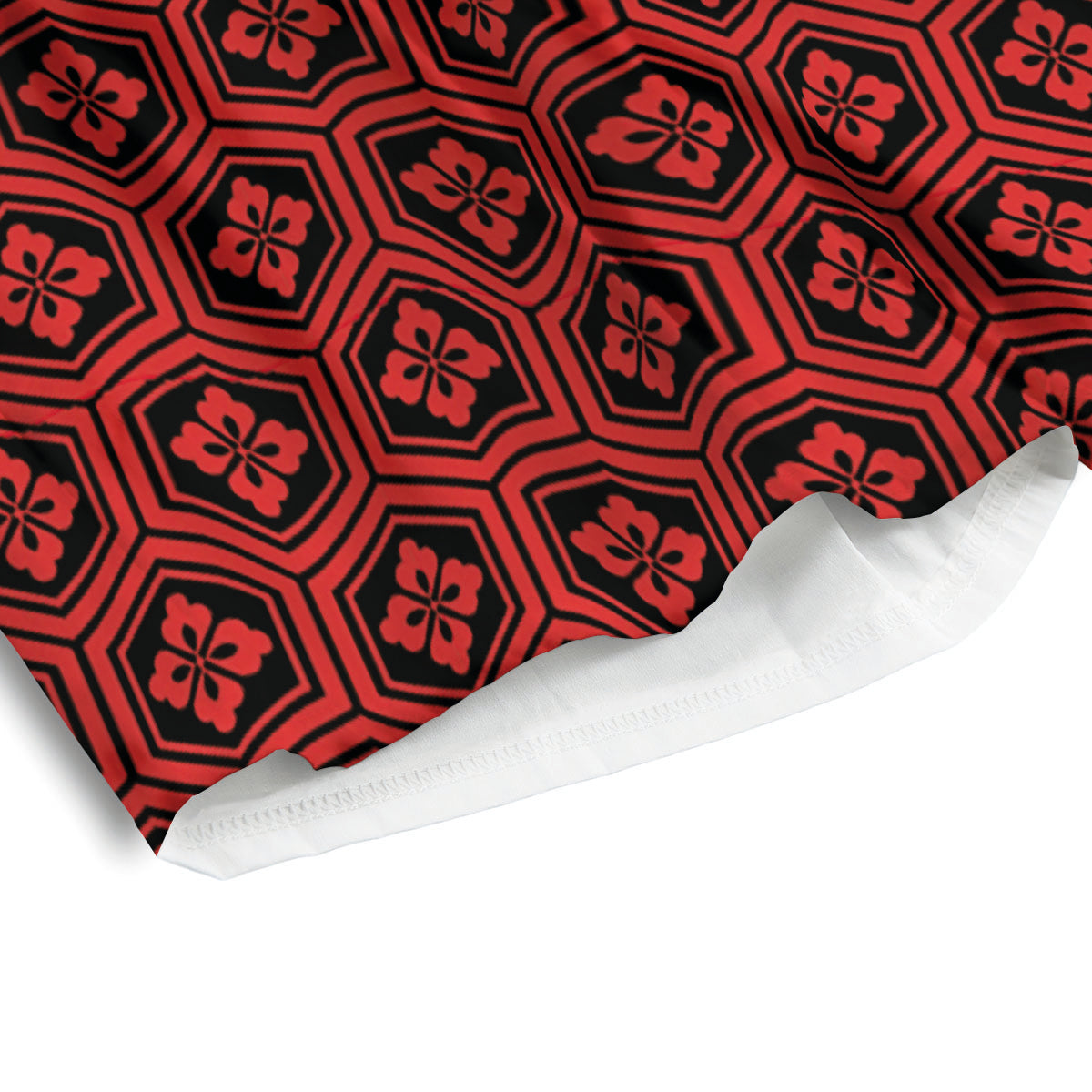 Japanese Black And Red Print Pattern Men's Athletic Shorts