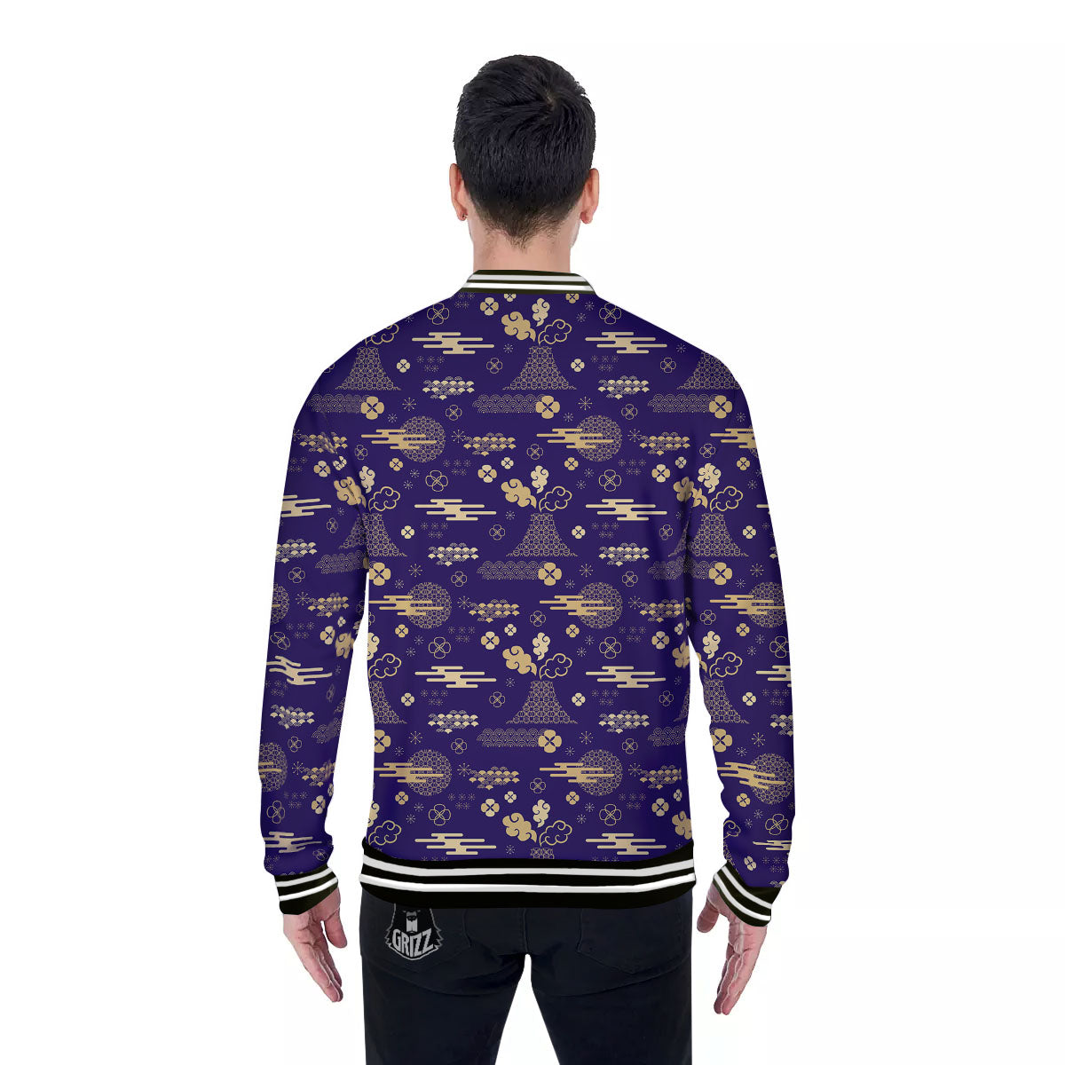 Japanese Classic Print Pattern Baseball Jacket-grizzshop