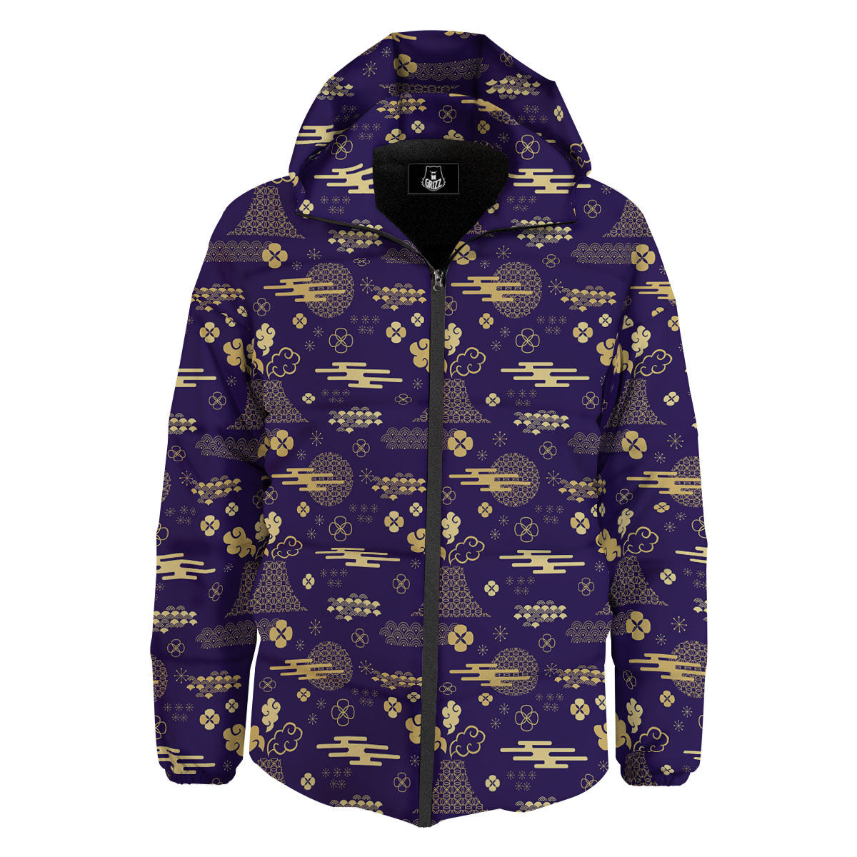 Japanese Classic Print Pattern Down Jacket-grizzshop