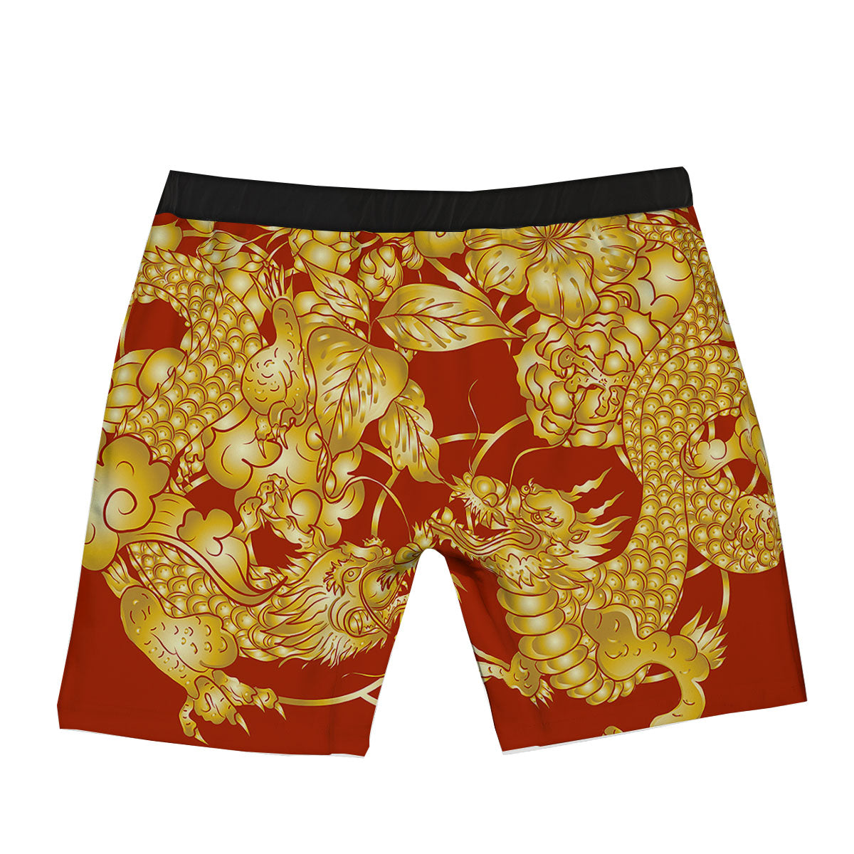 Japanese Dragon Orange Print Boxer Briefs-grizzshop