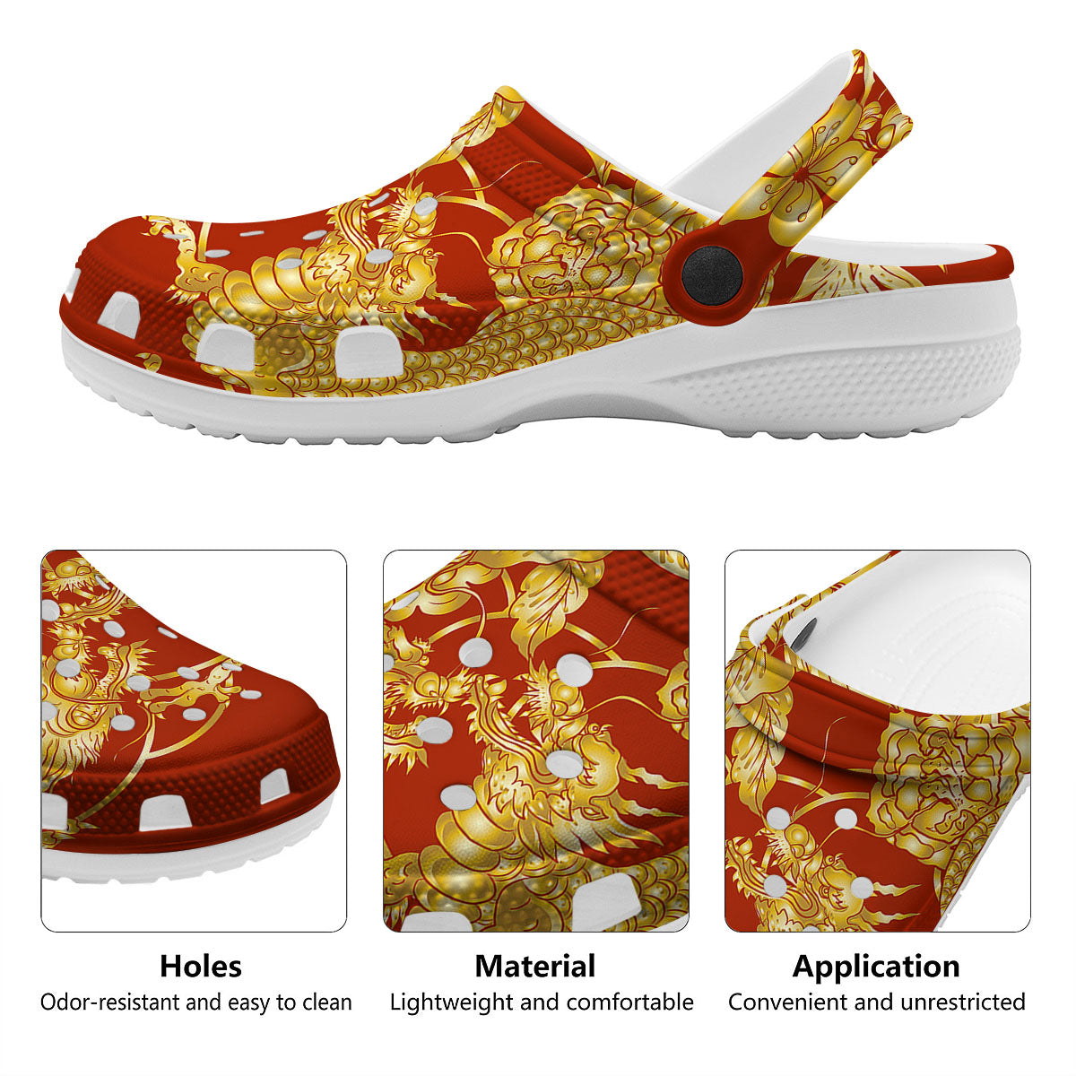 Japanese Dragon Orange Print Clog-grizzshop