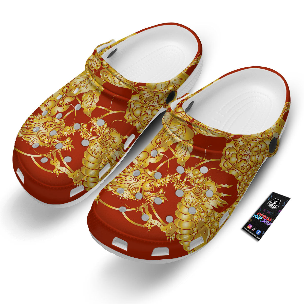 Japanese Dragon Orange Print Clog-grizzshop