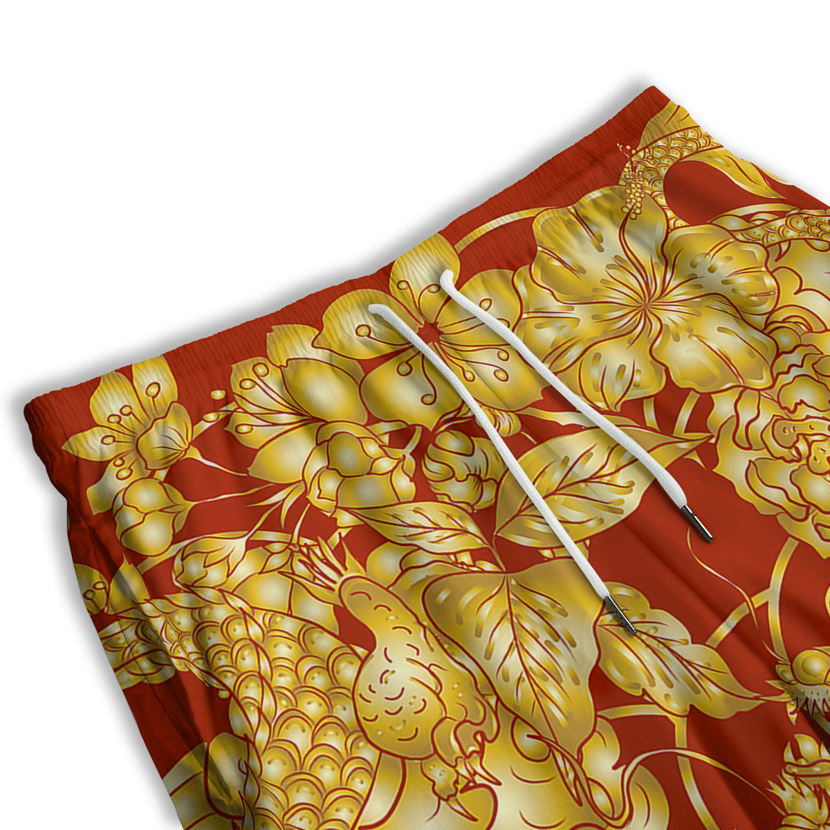 Japanese Dragon Orange Print Men's Athletic Shorts