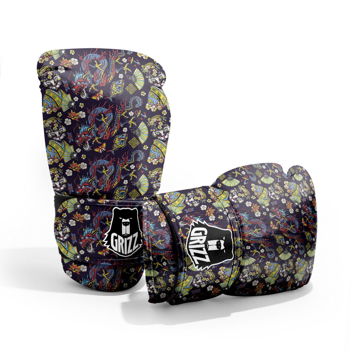 Japanese Dragons And Cat Tattoo Print Pattern Pro Boxing Glove