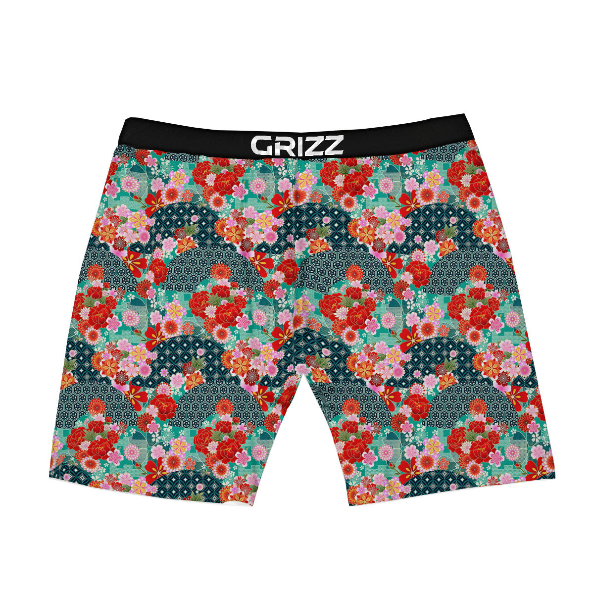 Japanese Flower Colorful Print Pattern Colorful Boxer Briefs-grizzshop