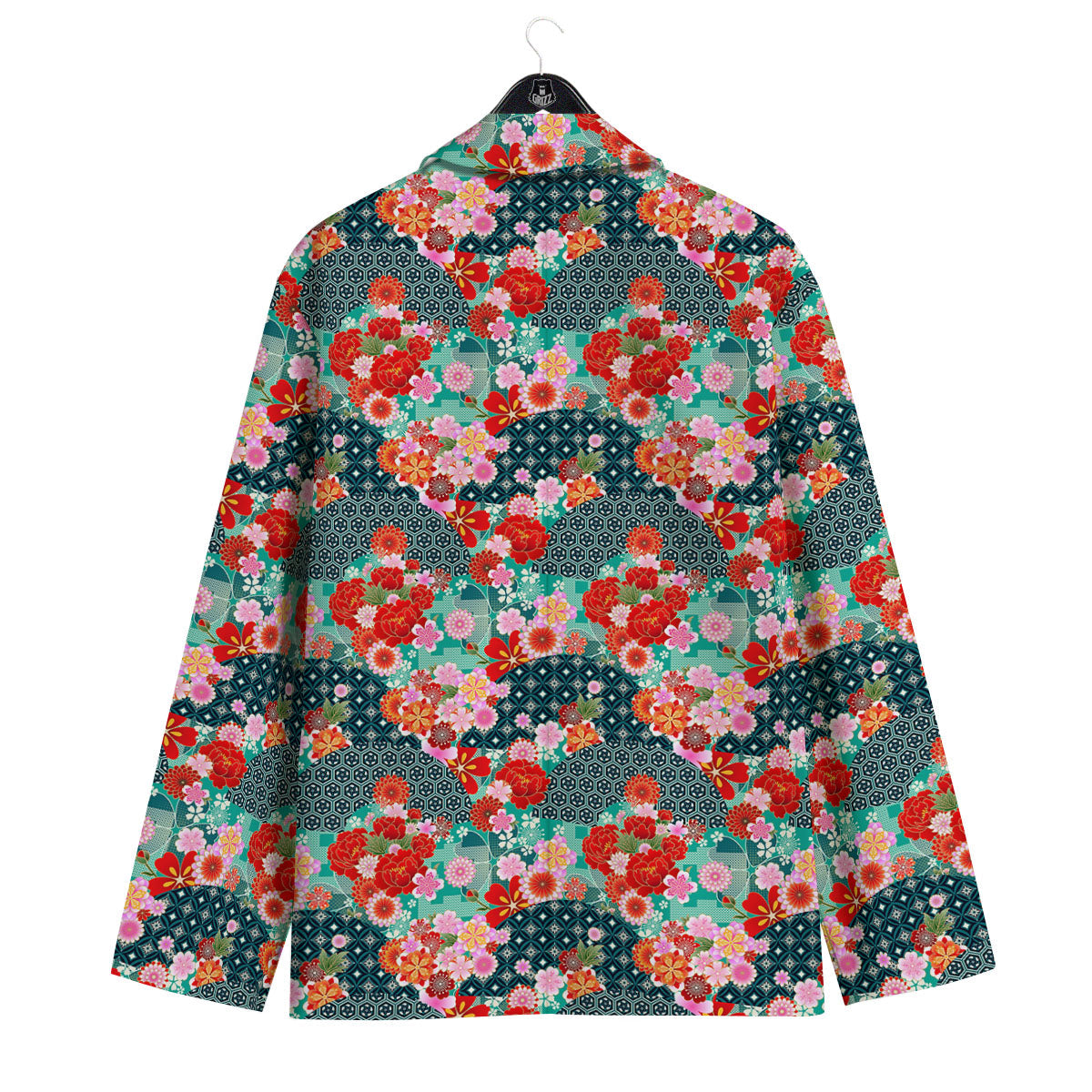Japanese Flower Colorful Print Pattern Colorful Men's Sport Coat-grizzshop
