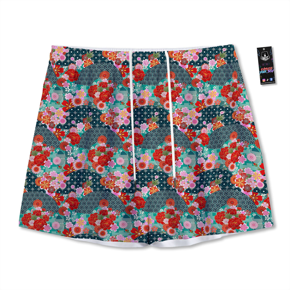 Heartbeat Green Print Mesh Shorts