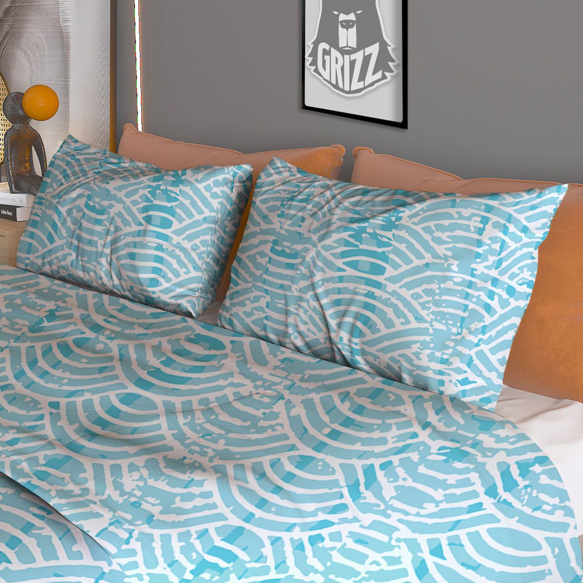 Japanese Great Wave Ancient Print Duvet Cover Bedding Set