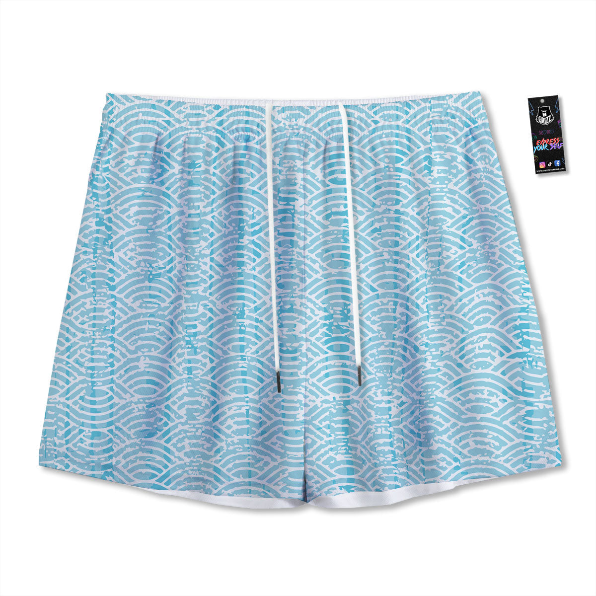 Lettuce Green Leaves Print Mesh Shorts
