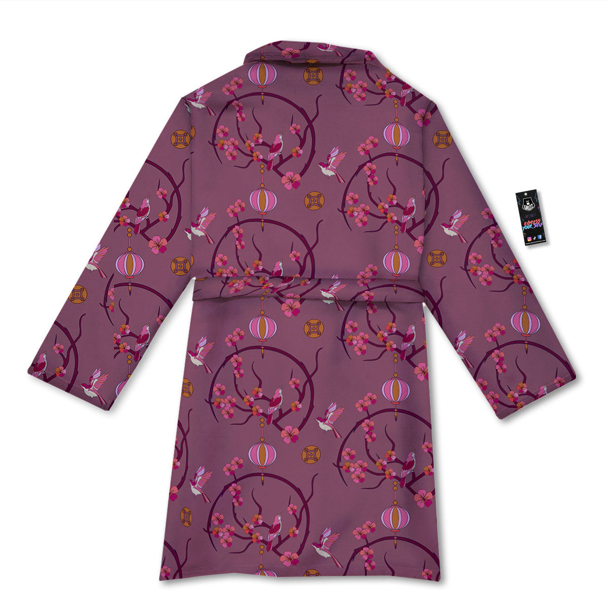 Japanese Lantern Pink Print Pattern Bathrobe-grizzshop