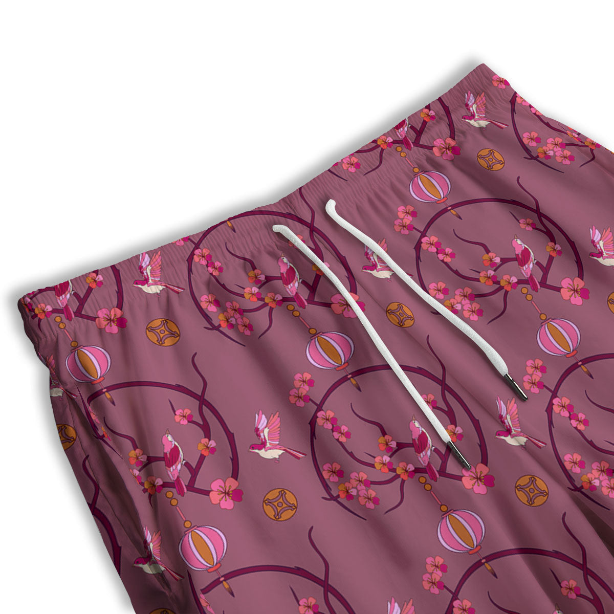 Japanese Lantern Pink Print Pattern Men's Athletic Shorts