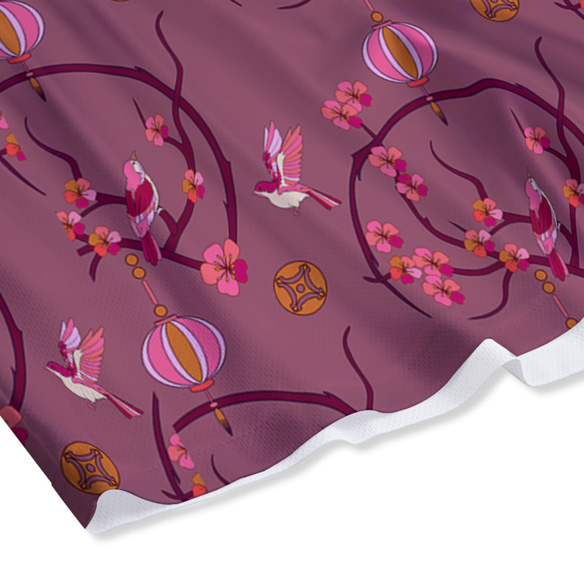 Japanese Lantern Pink Print Pattern Mesh Shorts