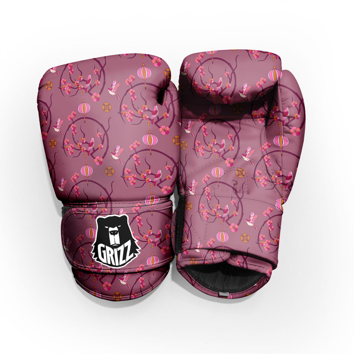 Japanese Lantern Pink Print Pattern Pro Boxing Glove