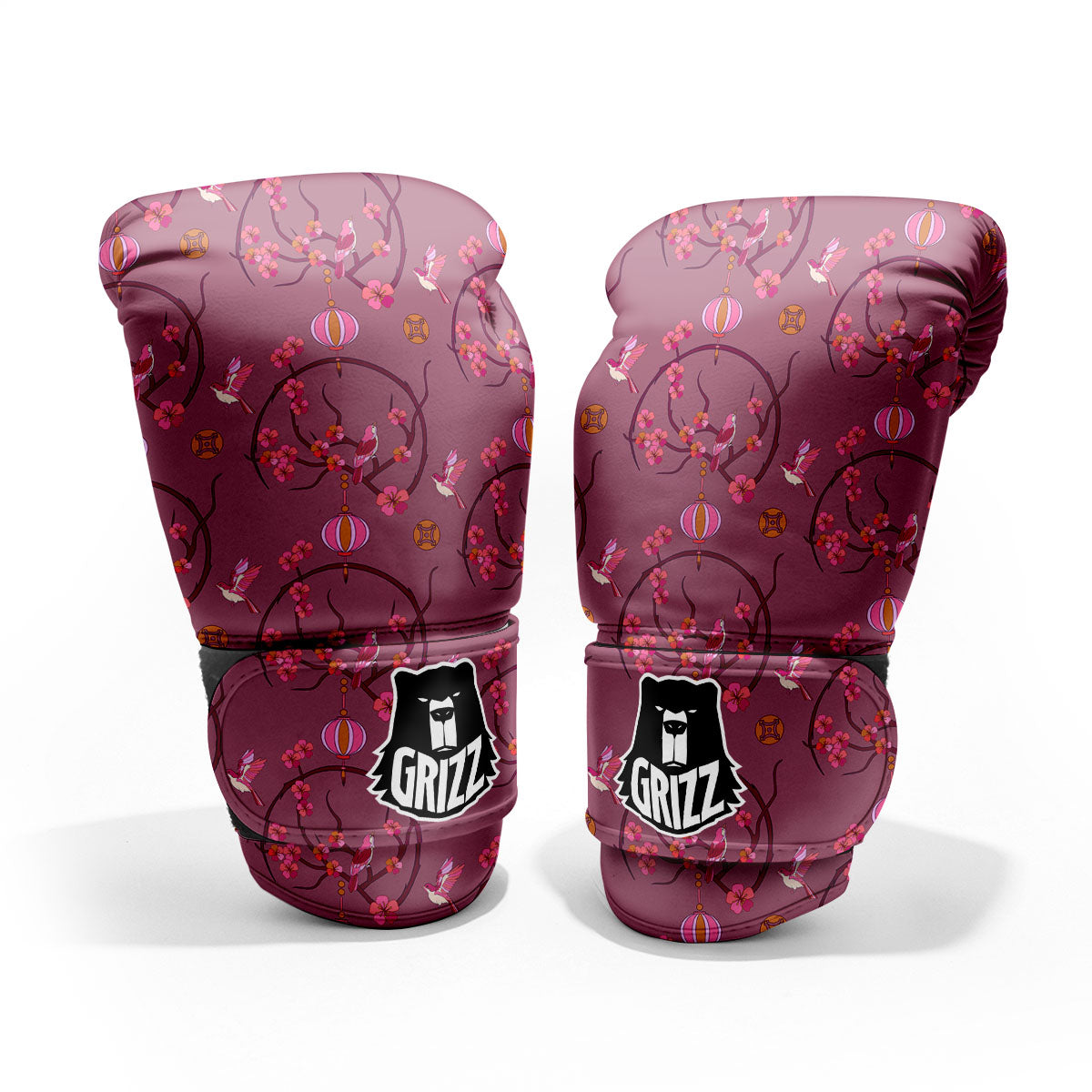Japanese Lantern Pink Print Pattern Pro Boxing Glove