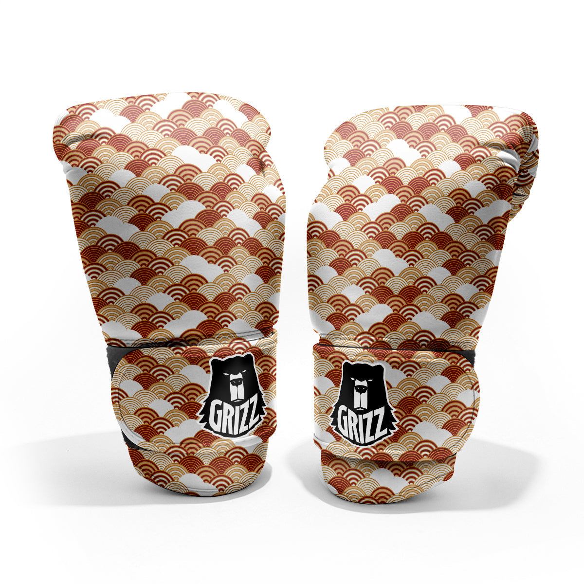 Japanese Red And Beige Print Pattern Pro Boxing Glove