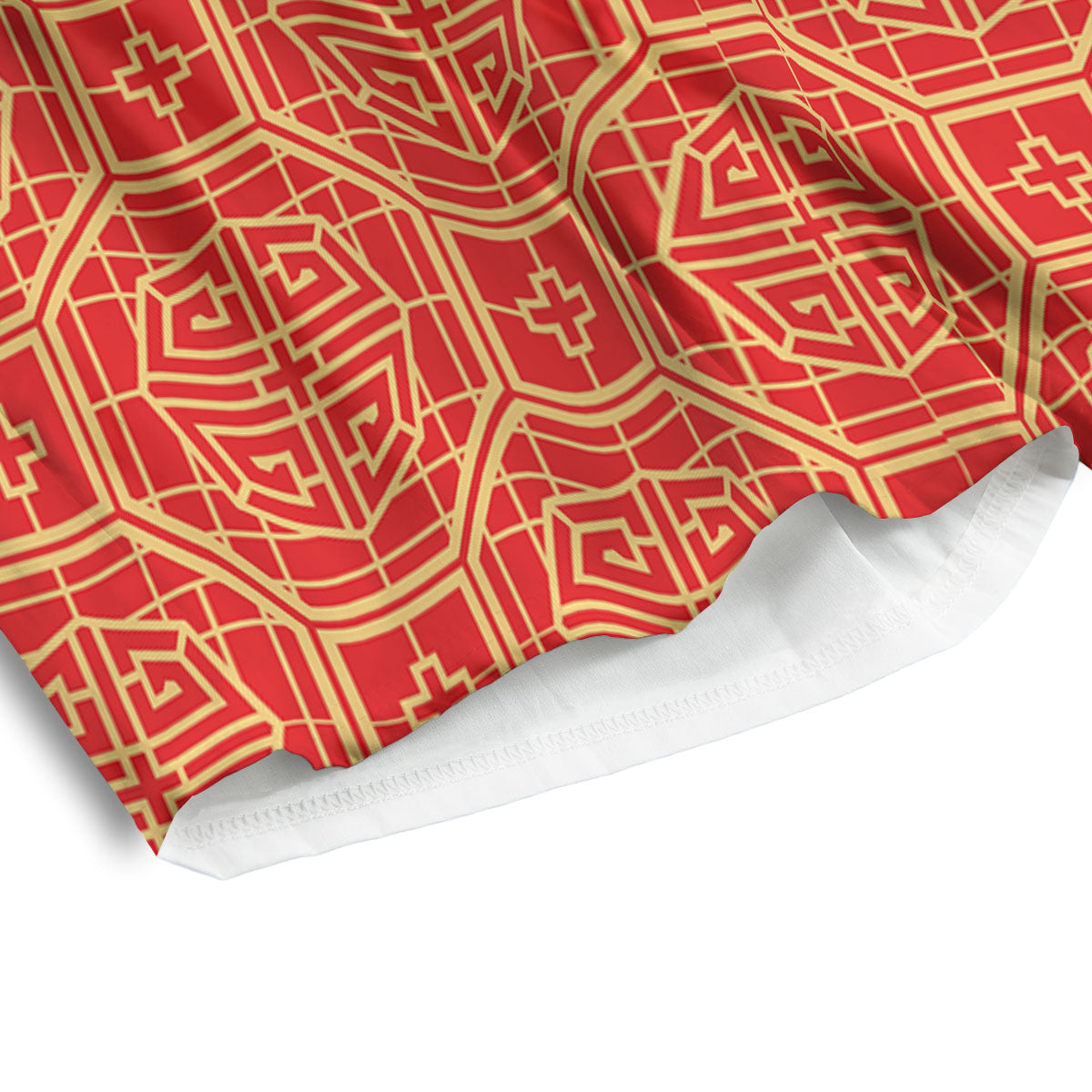Japanese Red Geometric Print Pattern Men's Athletic Shorts
