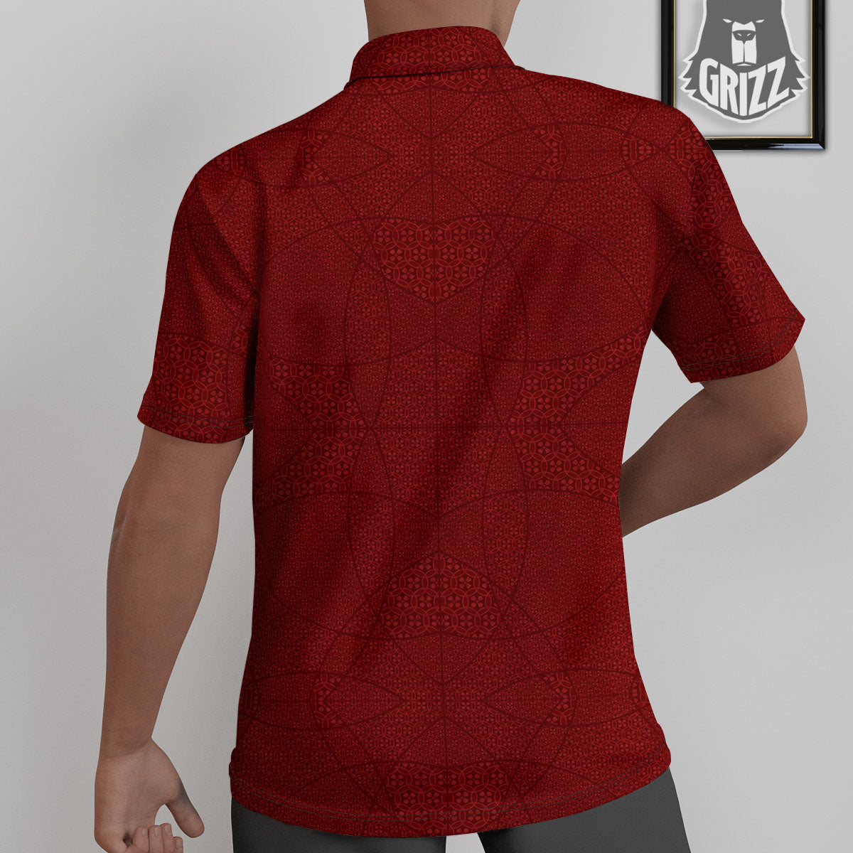 Japanese Red Print Pattern Untucked Shirts-grizzshop