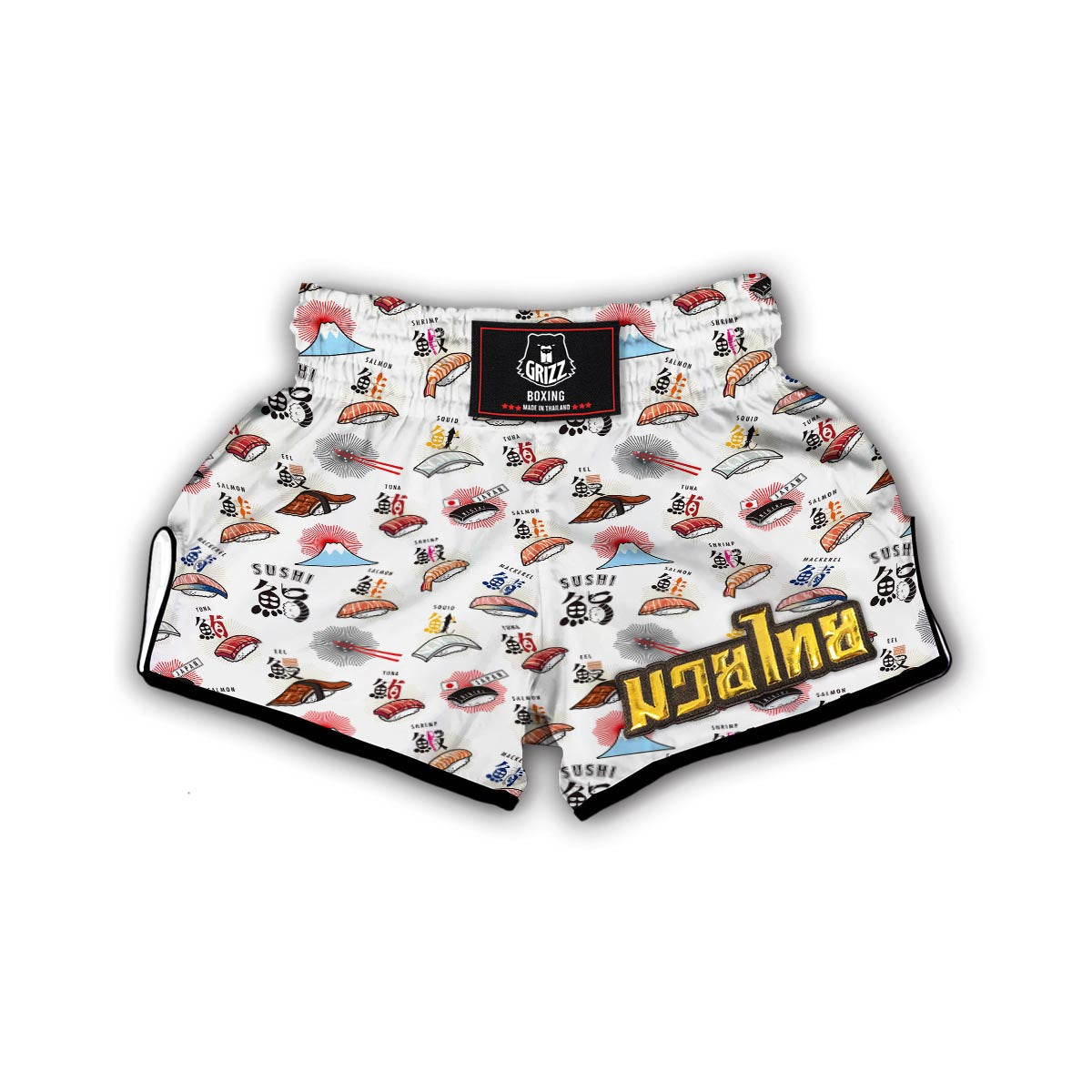 Japanese Sushi Kawaii Pattern Print Muay Thai Boxing Shorts-grizzshop