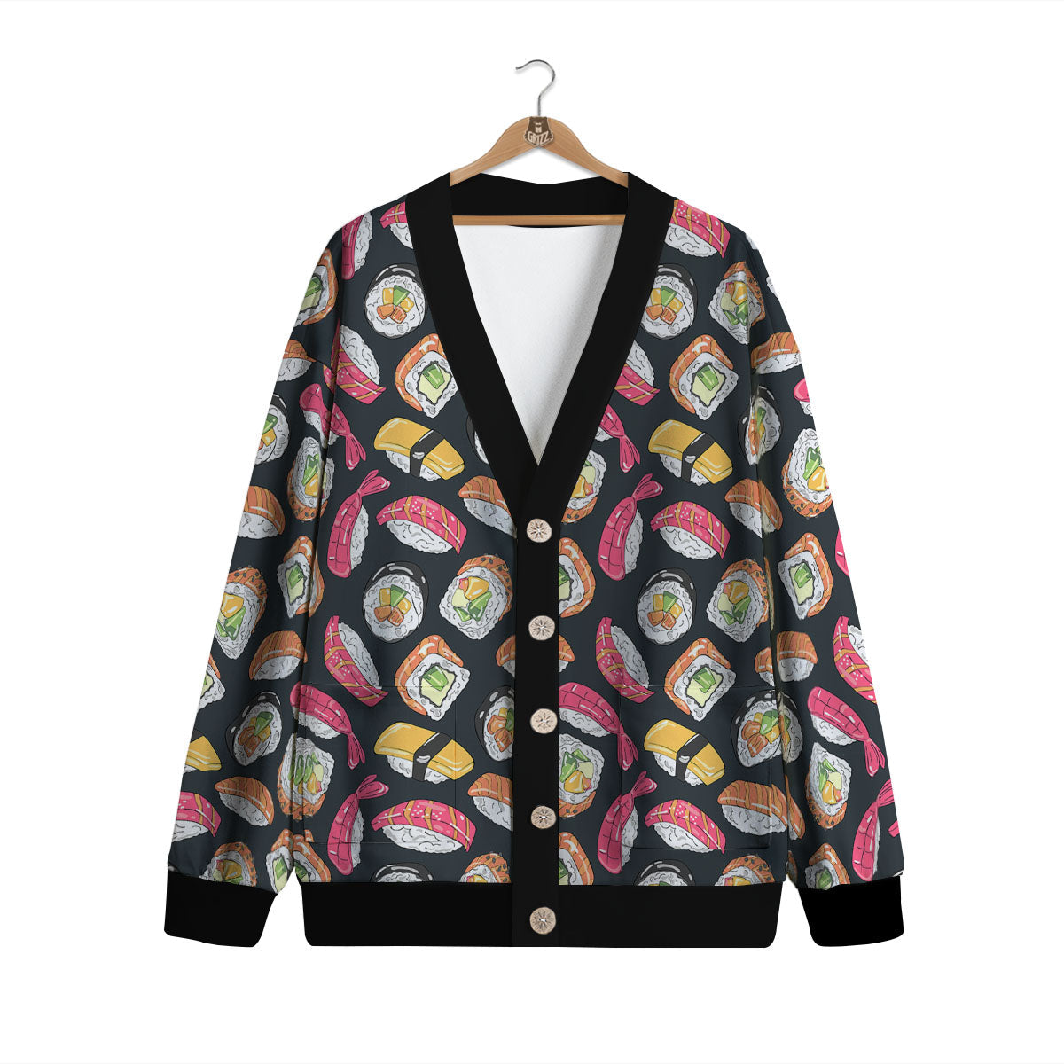 Japanese Sushi Print Pattern Cardigan-grizzshop