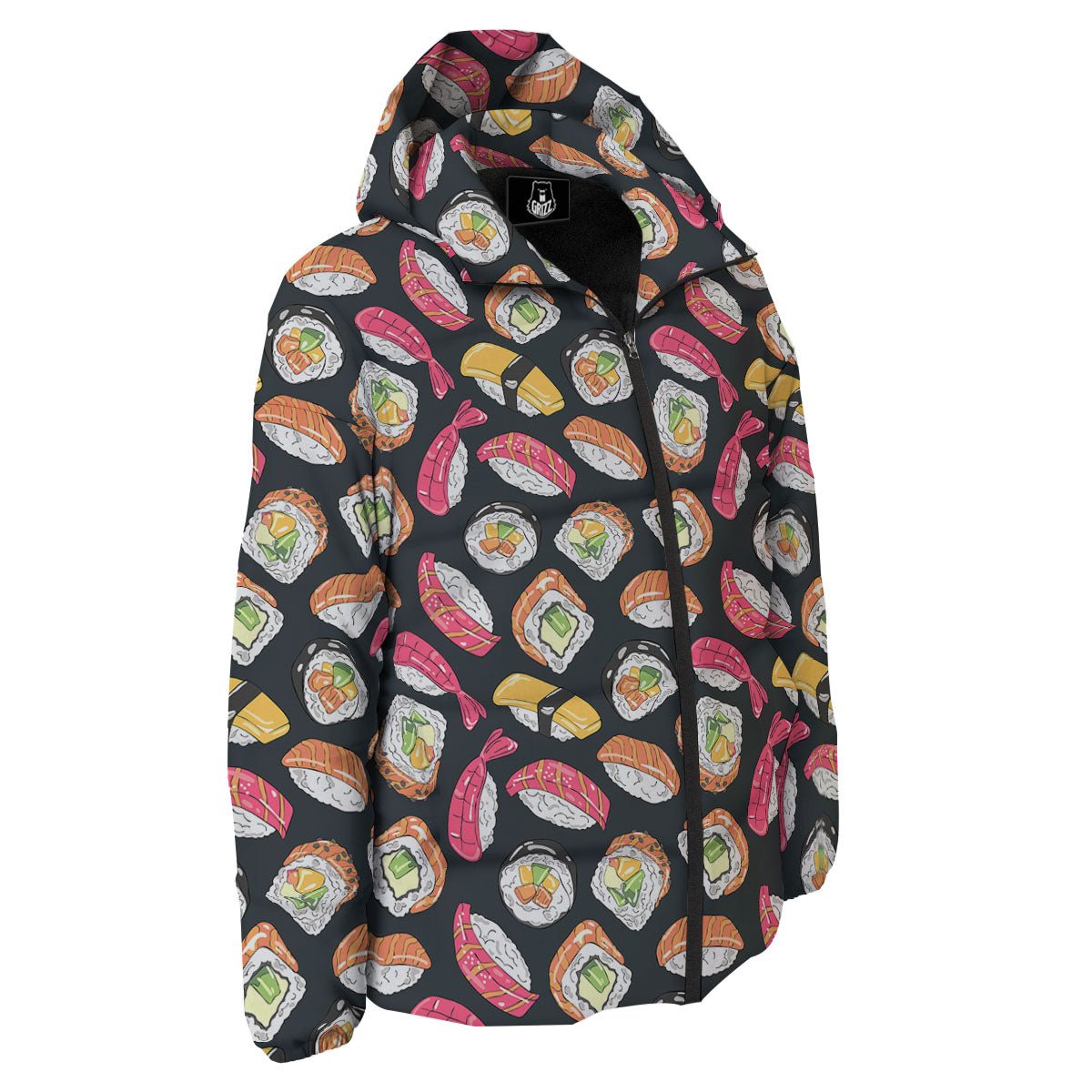 Japanese Sushi Print Pattern Down Jacket-grizzshop