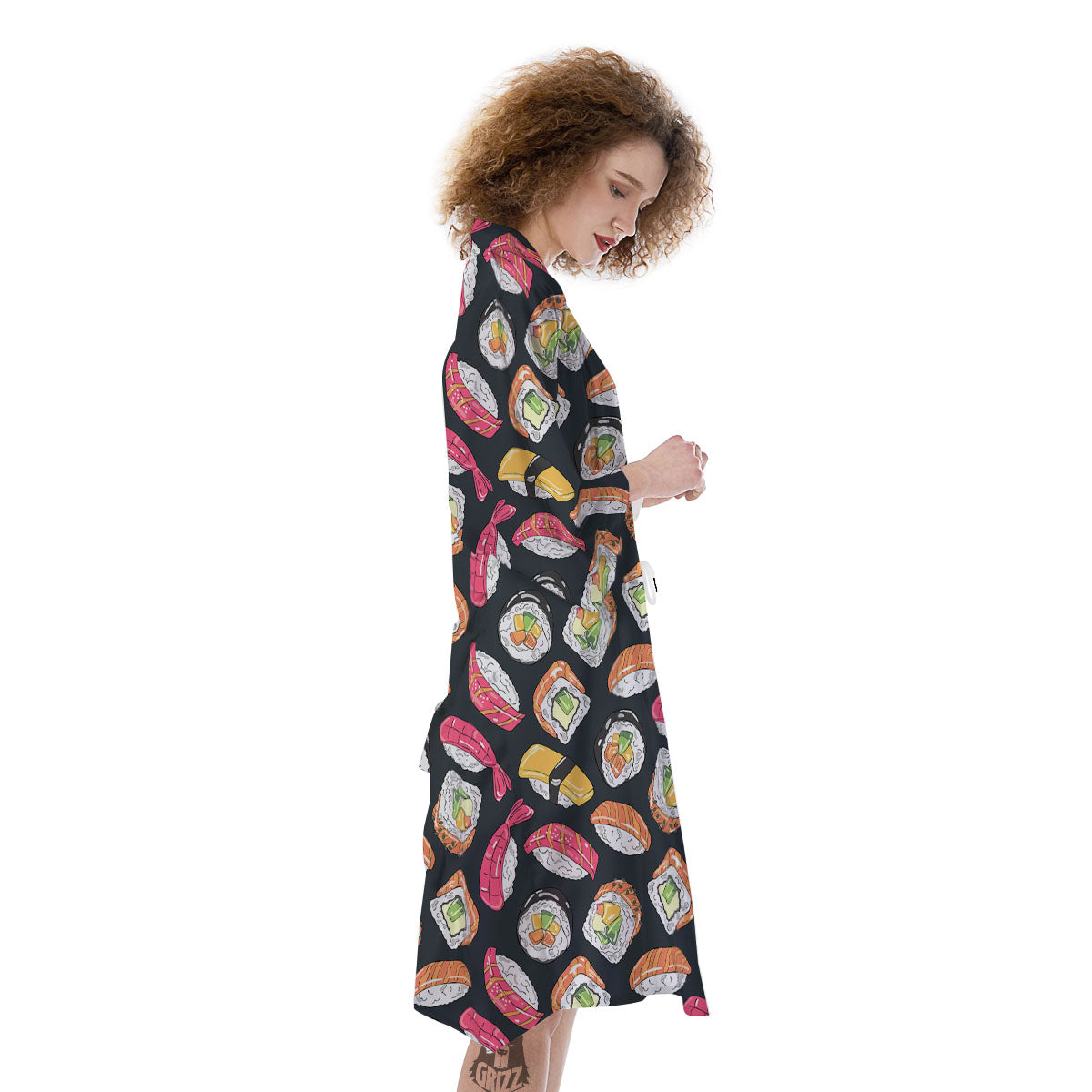 Japanese Sushi Print Pattern Kimono-grizzshop