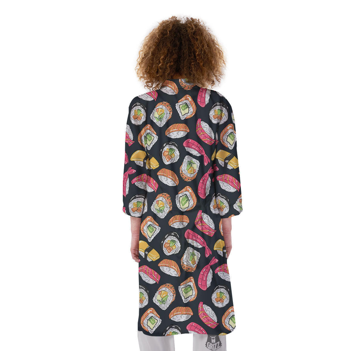 Japanese Sushi Print Pattern Kimono-grizzshop