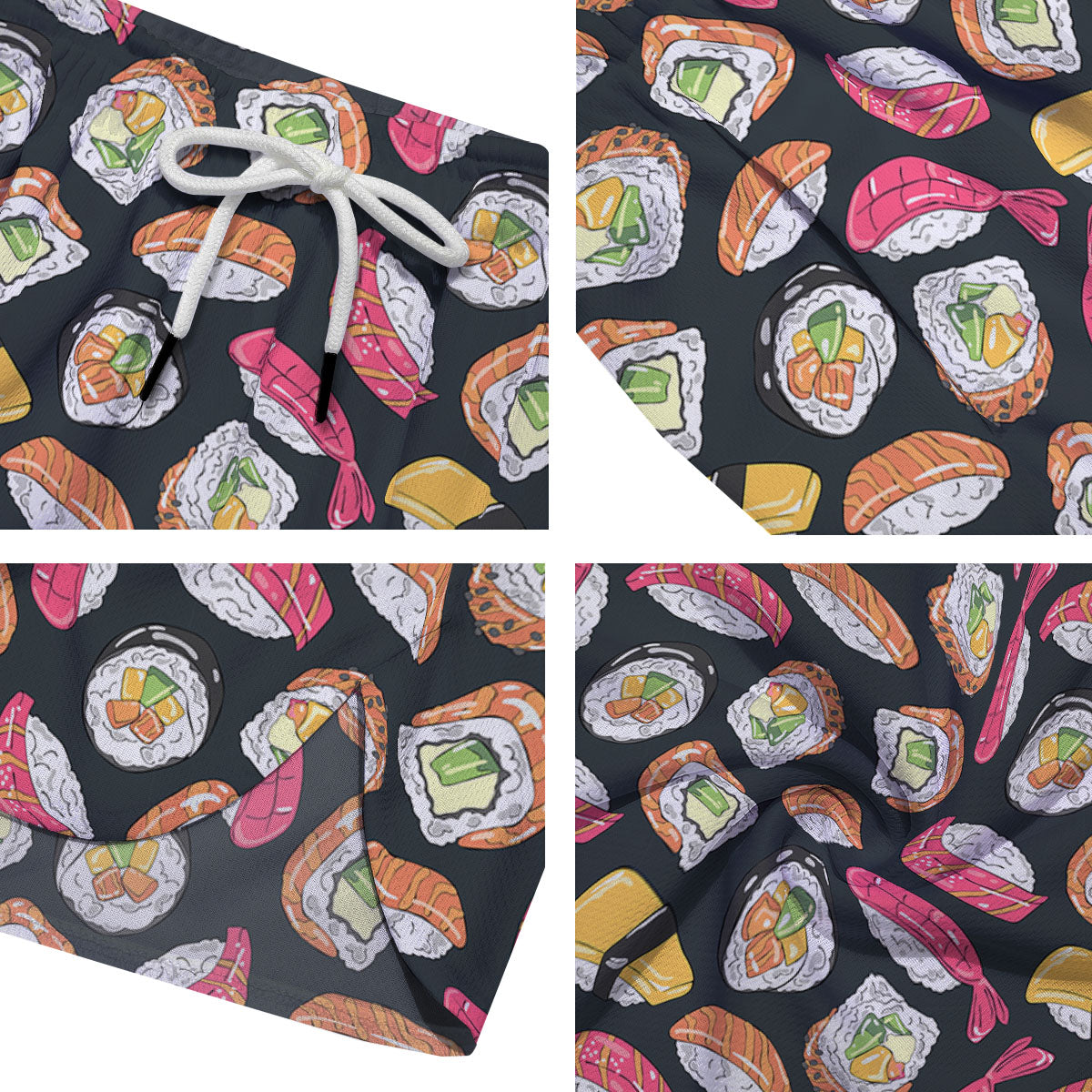 Japanese Sushi Print Pattern Men's Running Shorts-grizzshop