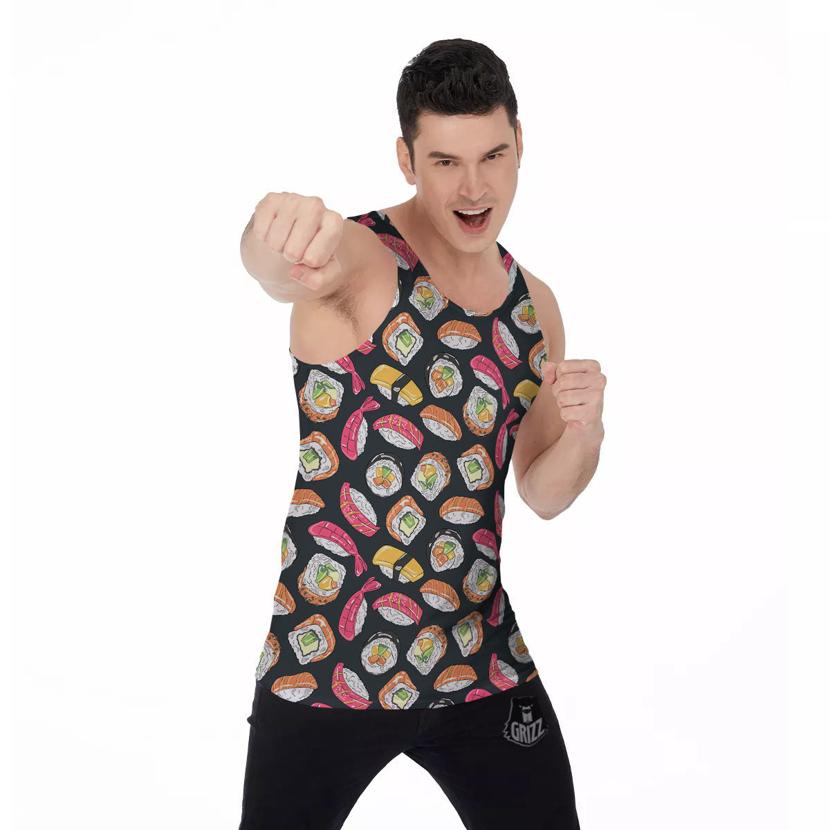 Japanese Sushi Print Pattern Men's Tank Top-grizzshop