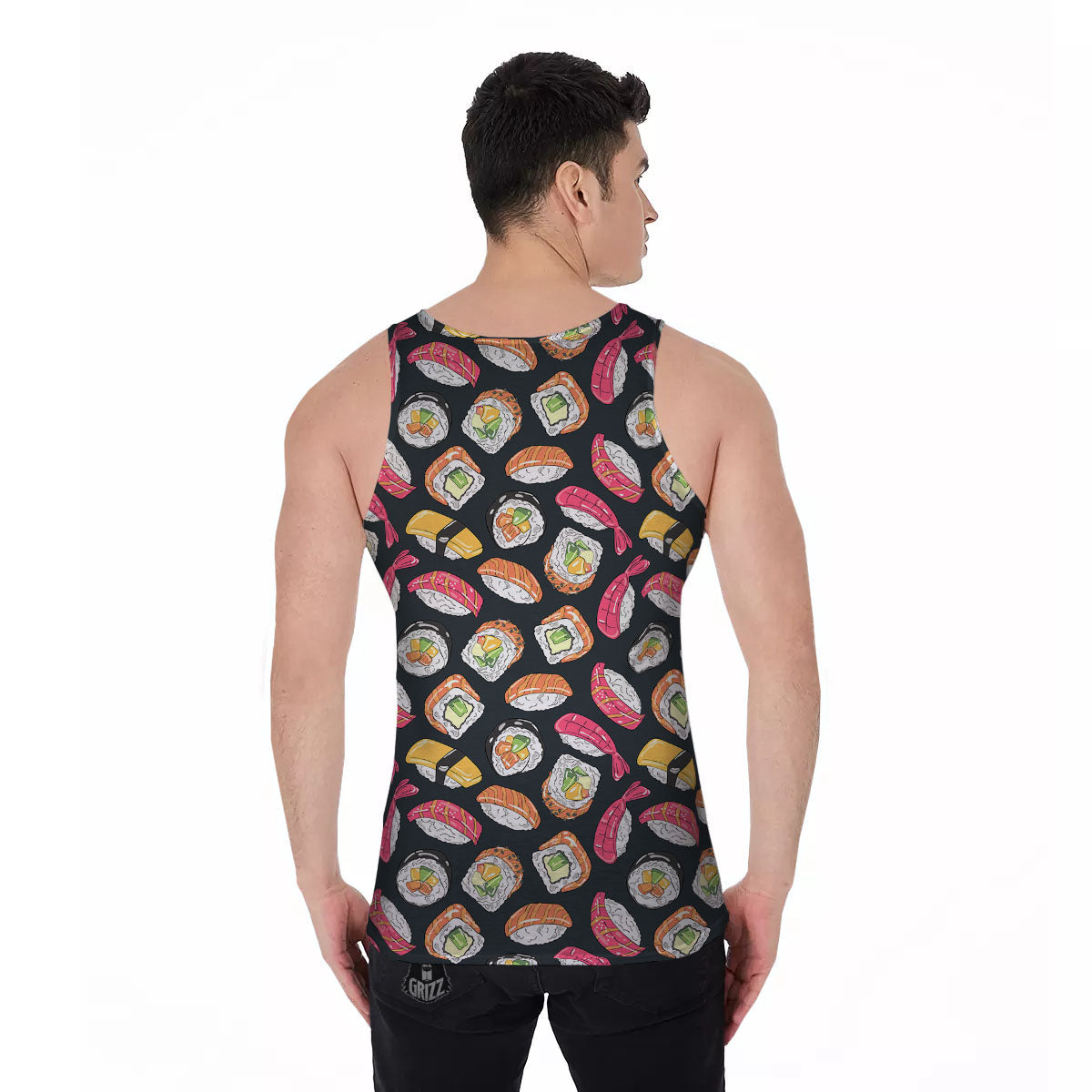Japanese Sushi Print Pattern Men's Tank Top-grizzshop