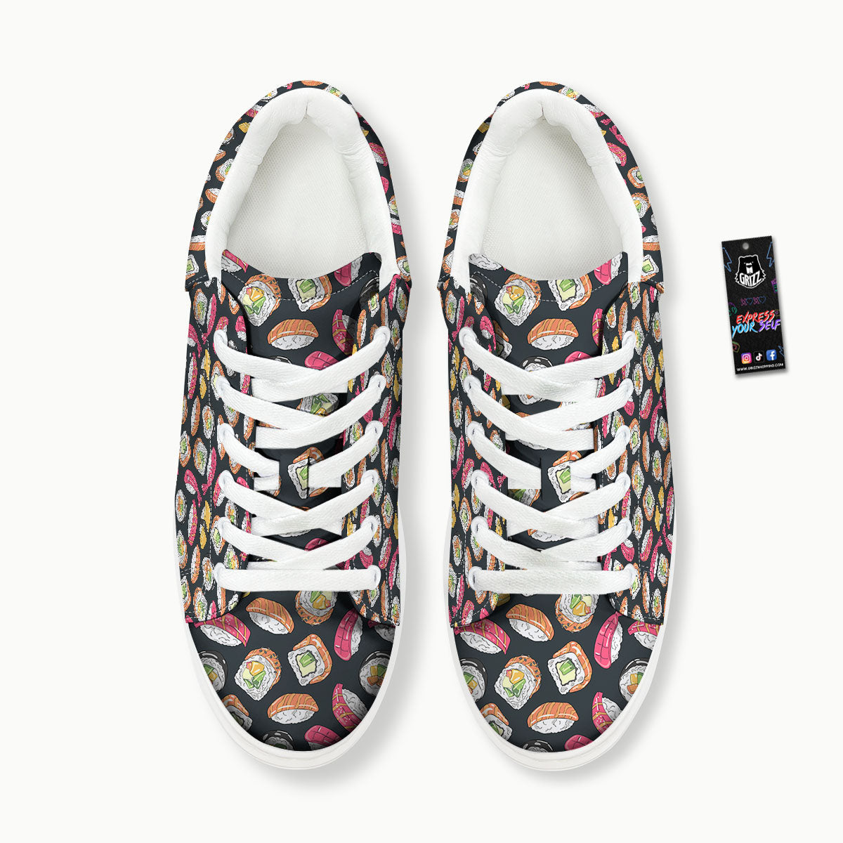 Japanese Sushi Print Pattern Platform Shoes-grizzshop