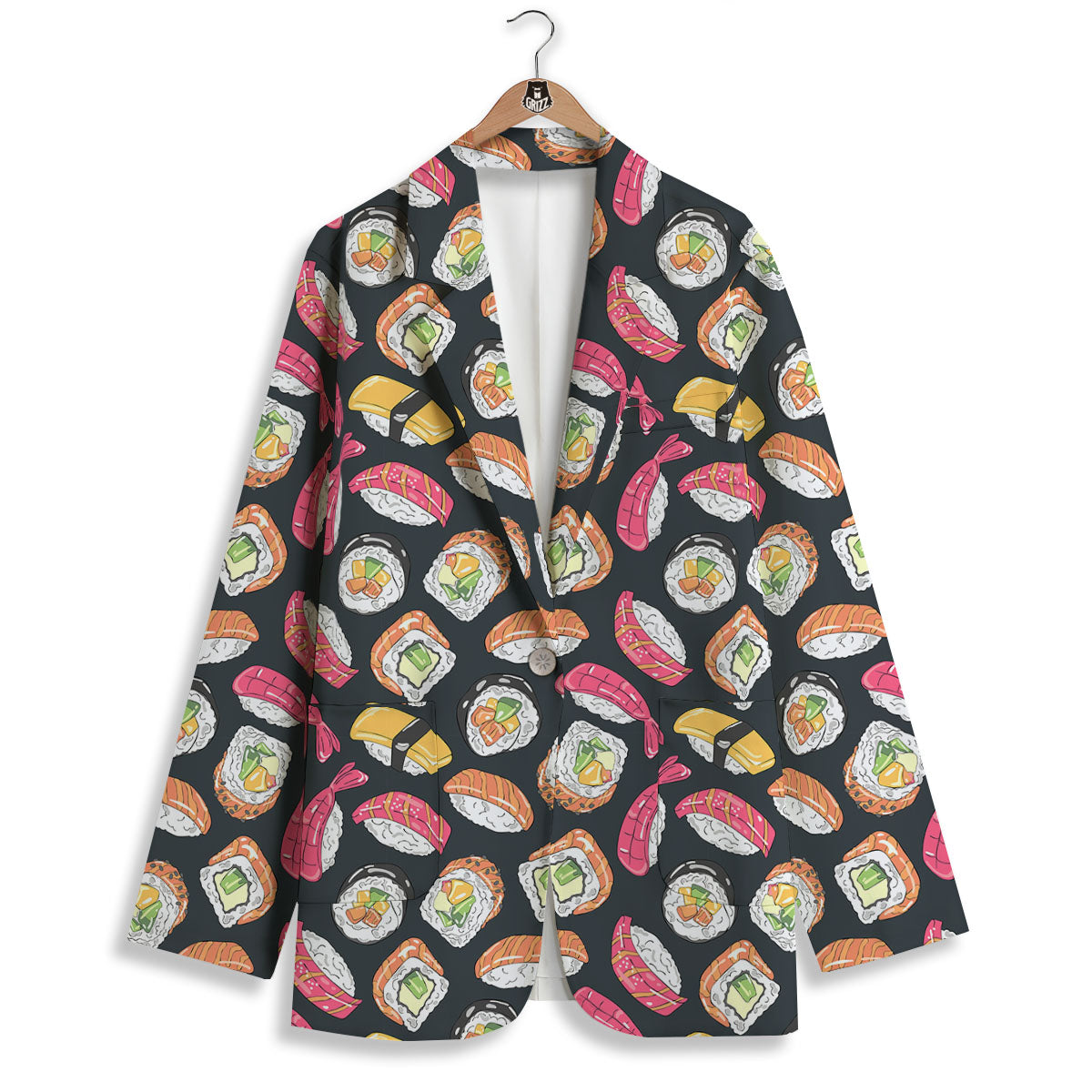 Japanese Sushi Print Pattern Women's Blazer-grizzshop