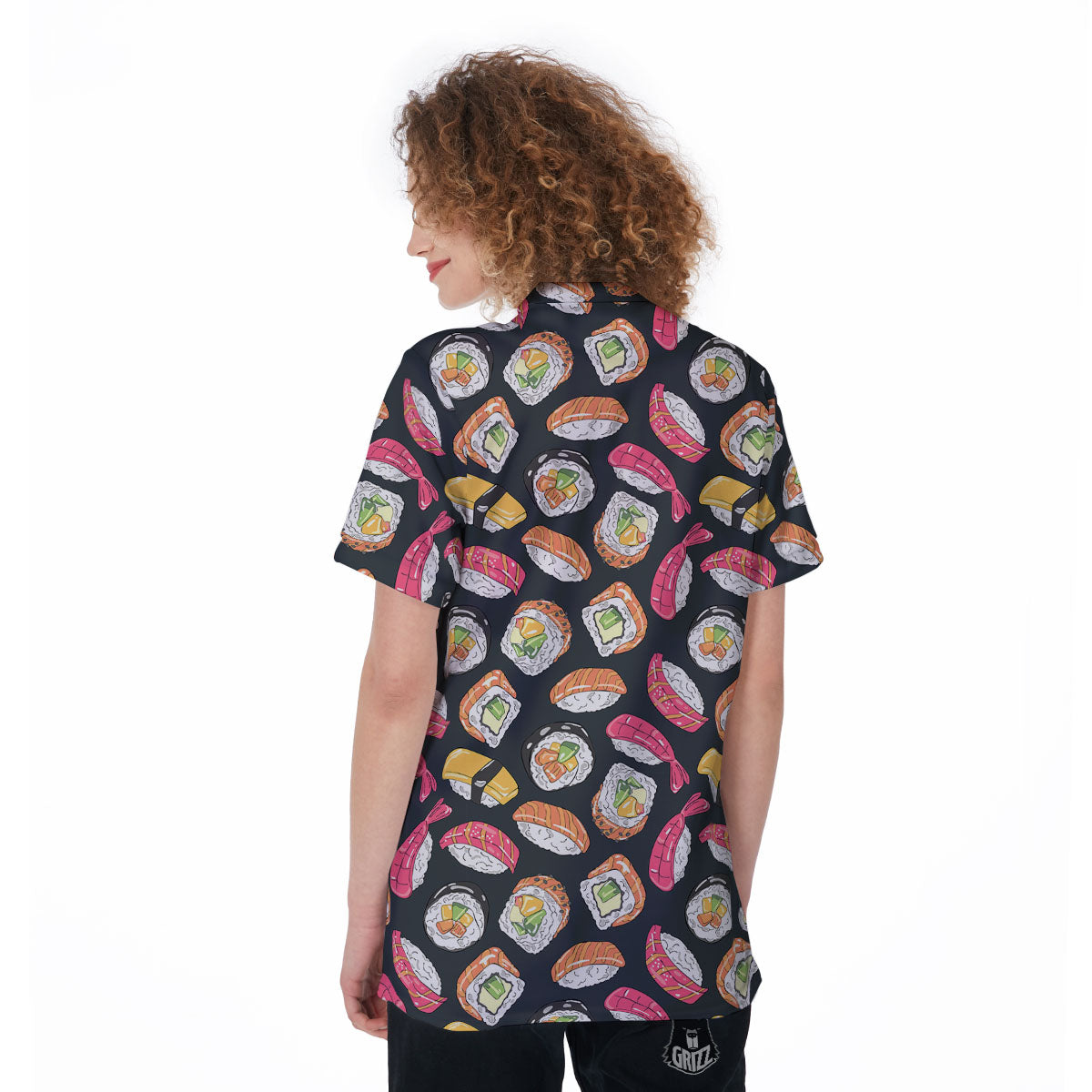 Japanese Sushi Print Pattern Women's Golf Shirts-grizzshop