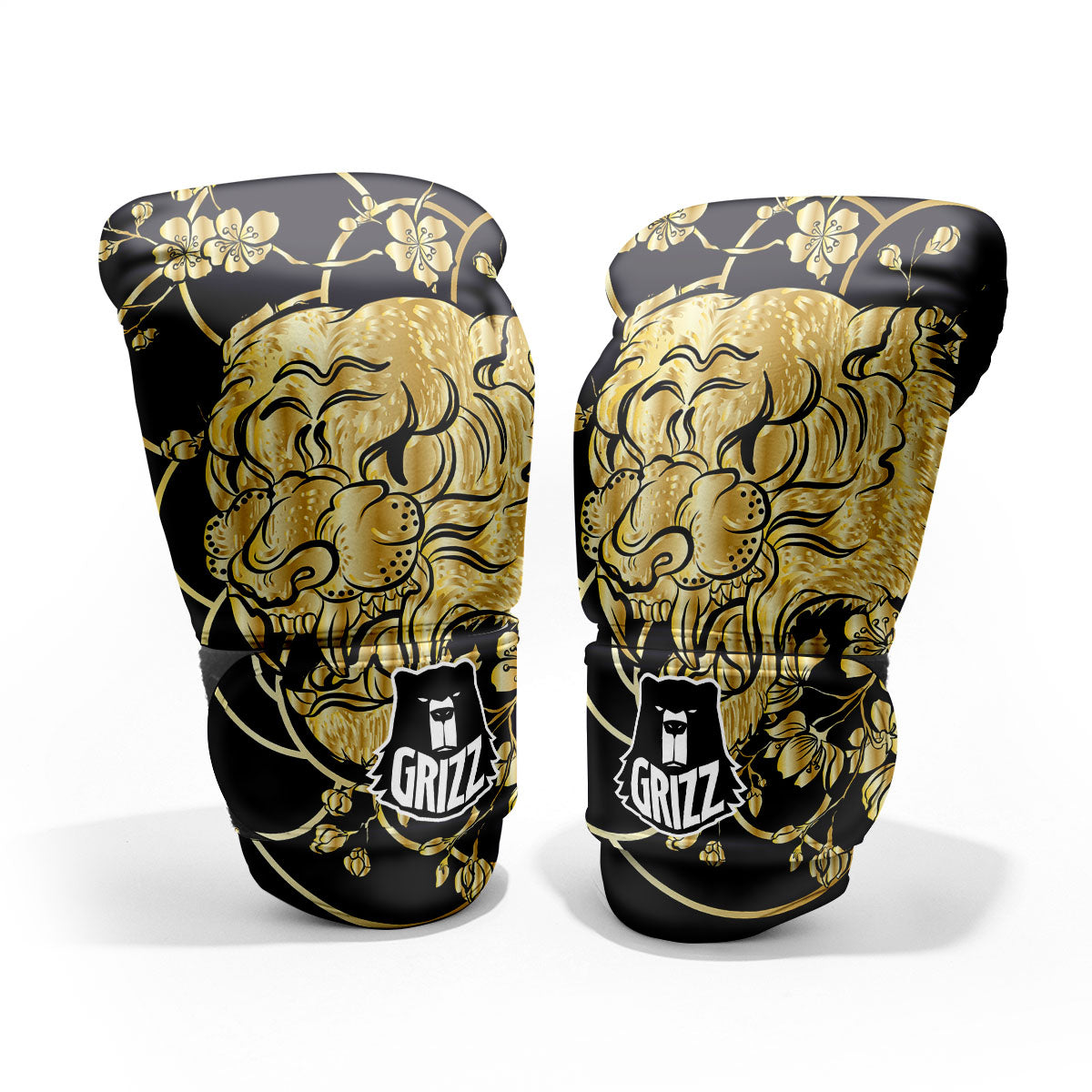 Japanese Tiger Gold And Black Print Pro Boxing Glove