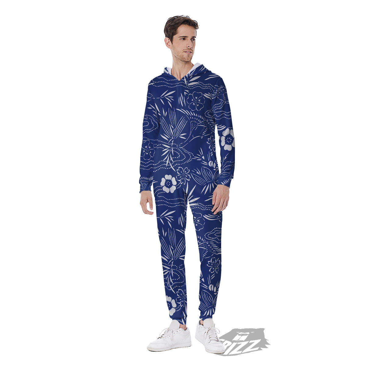 Japanese Vintage Print Pattern Men's Jumpsuit-grizzshop
