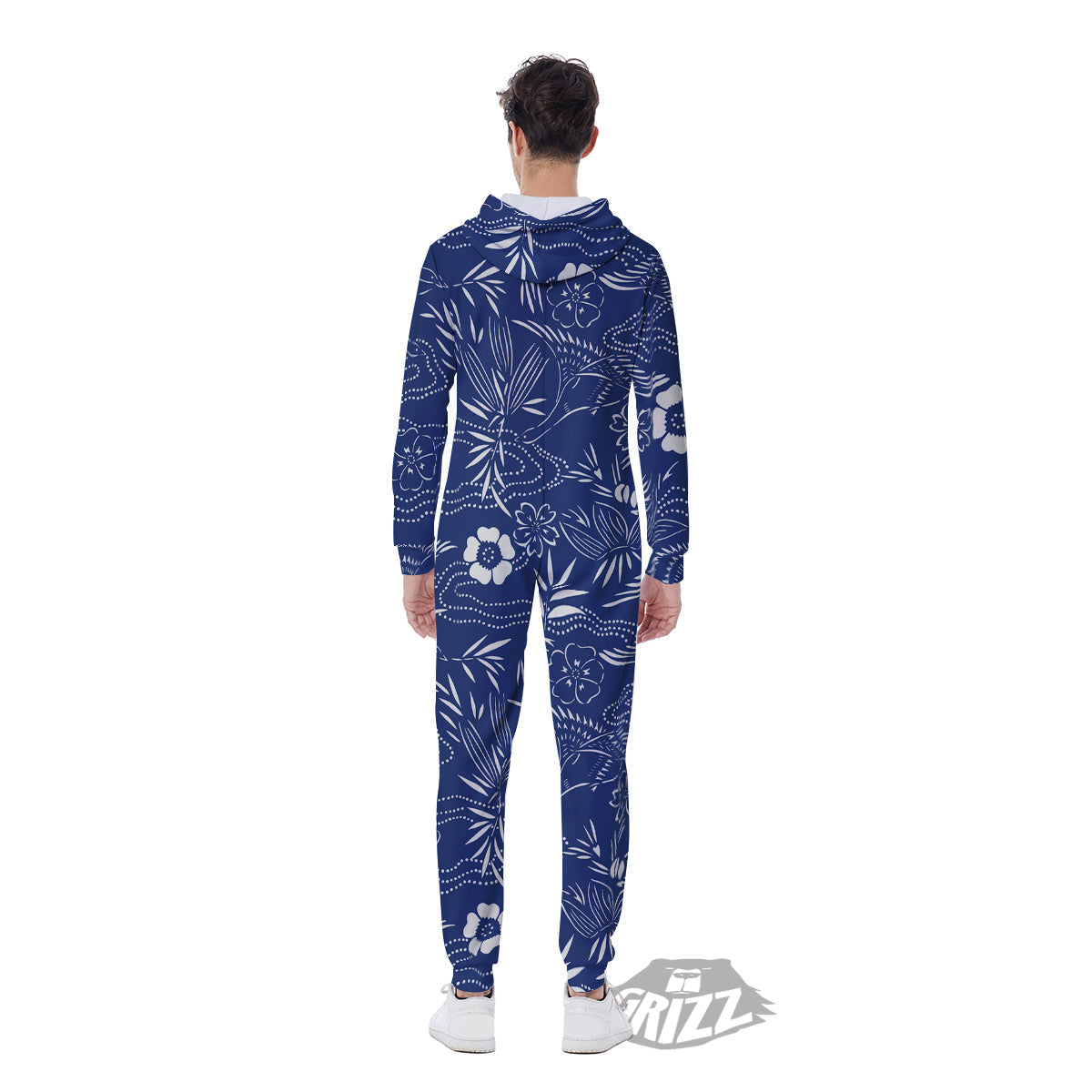 Japanese Vintage Print Pattern Men's Jumpsuit-grizzshop