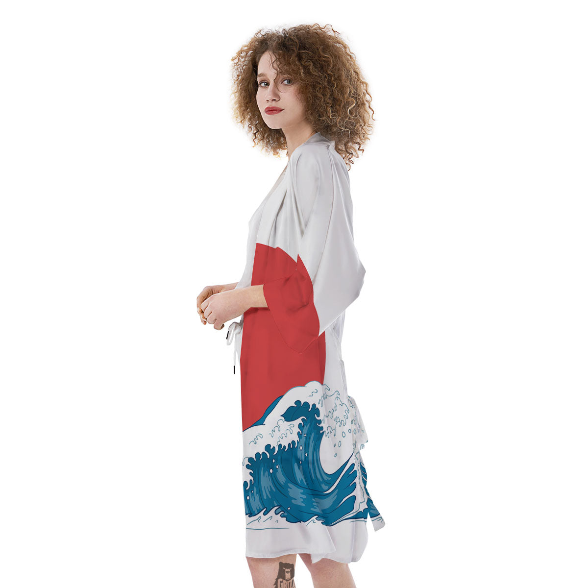 Japanese Wave And Vitage Sea Print Kimono-grizzshop