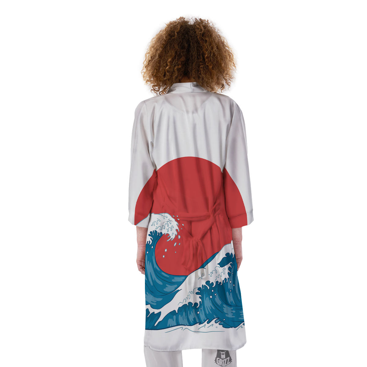 Japanese Wave And Vitage Sea Print Kimono-grizzshop