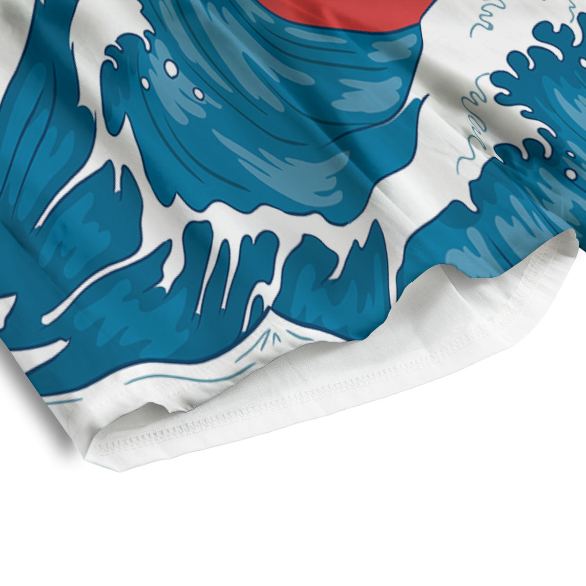 Japanese Wave And Vitage Sea Print Men's Athletic Shorts