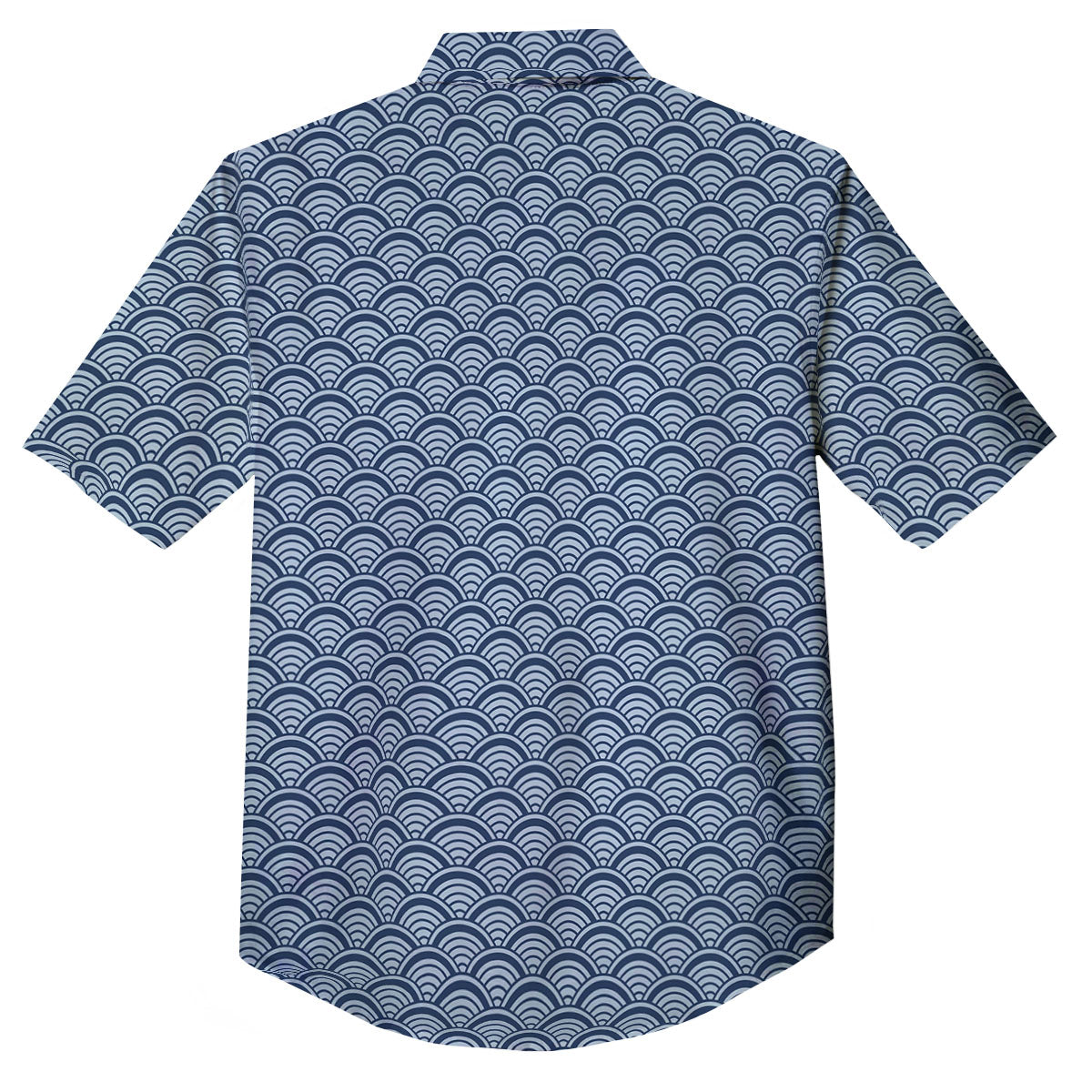 Japanese Wave Blue Print Pattern Button Up Shirt-grizzshop