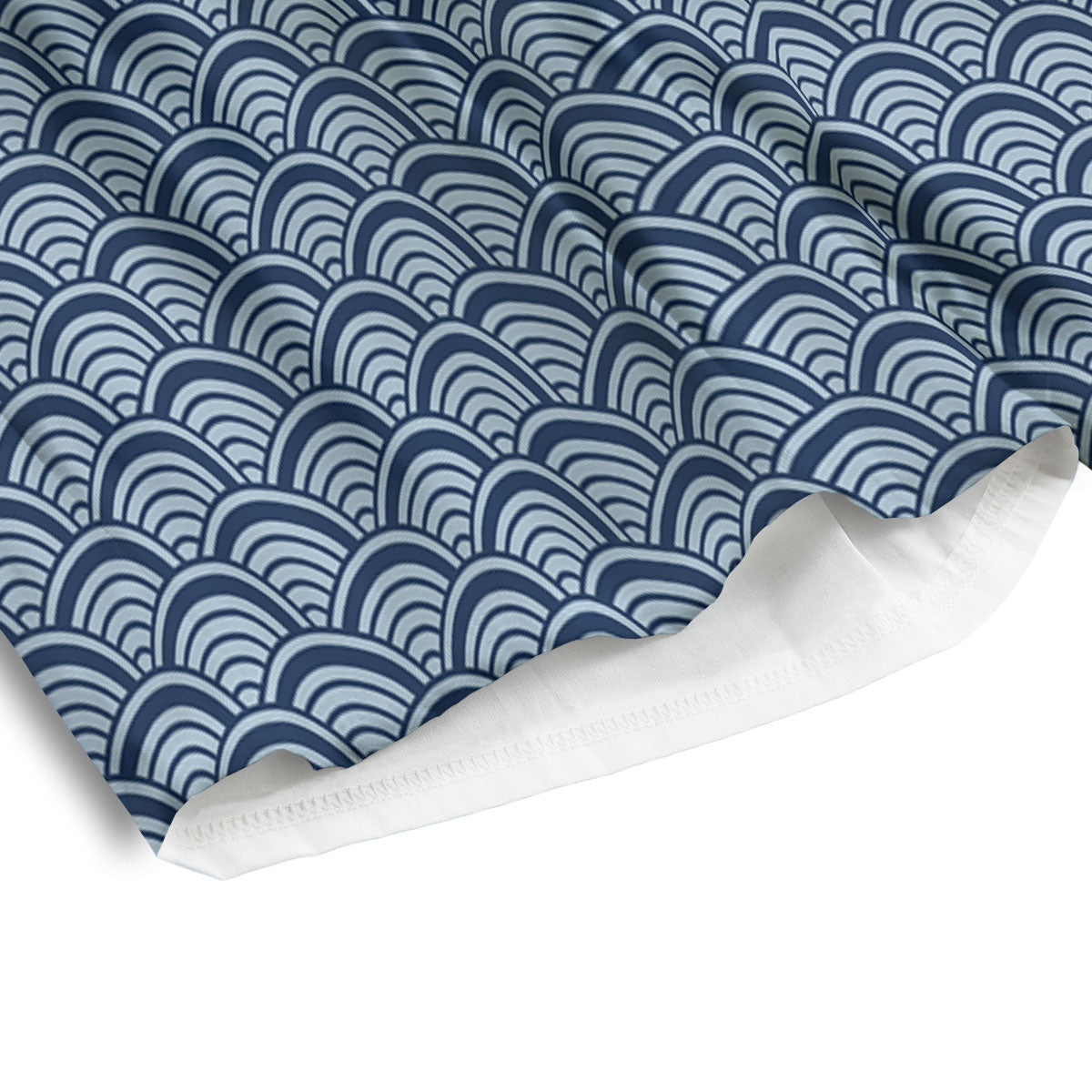 Japanese Wave Blue Print Pattern Men's Athletic Shorts