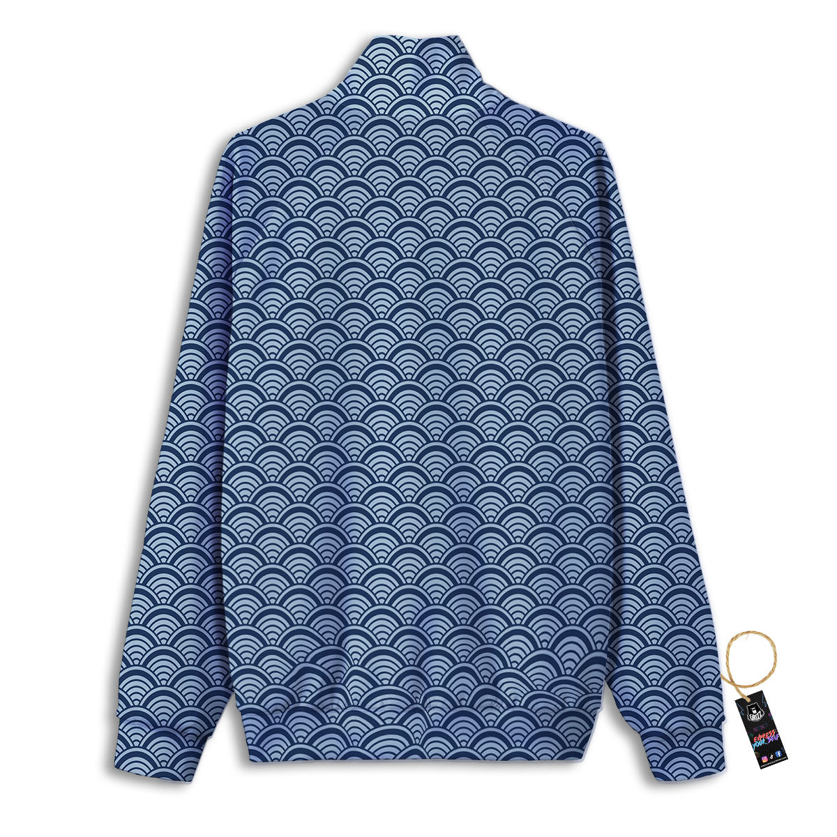 Japanese Wave Blue Print Pattern Track Jacket-grizzshop
