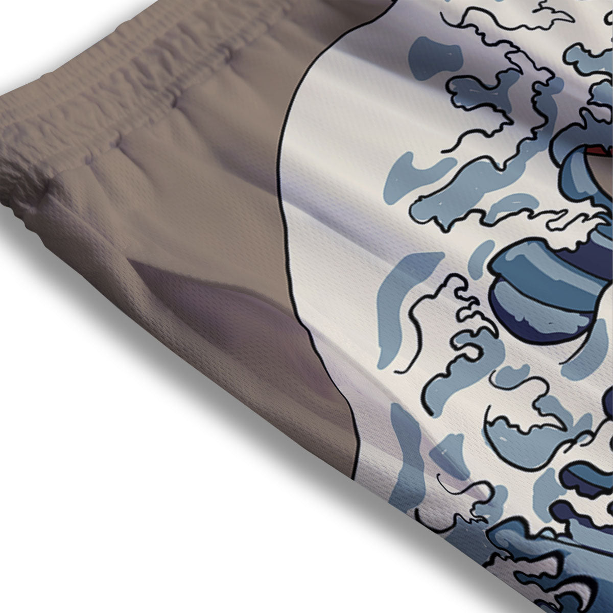 Japanese Wave Red Sun Print Mesh Shorts
