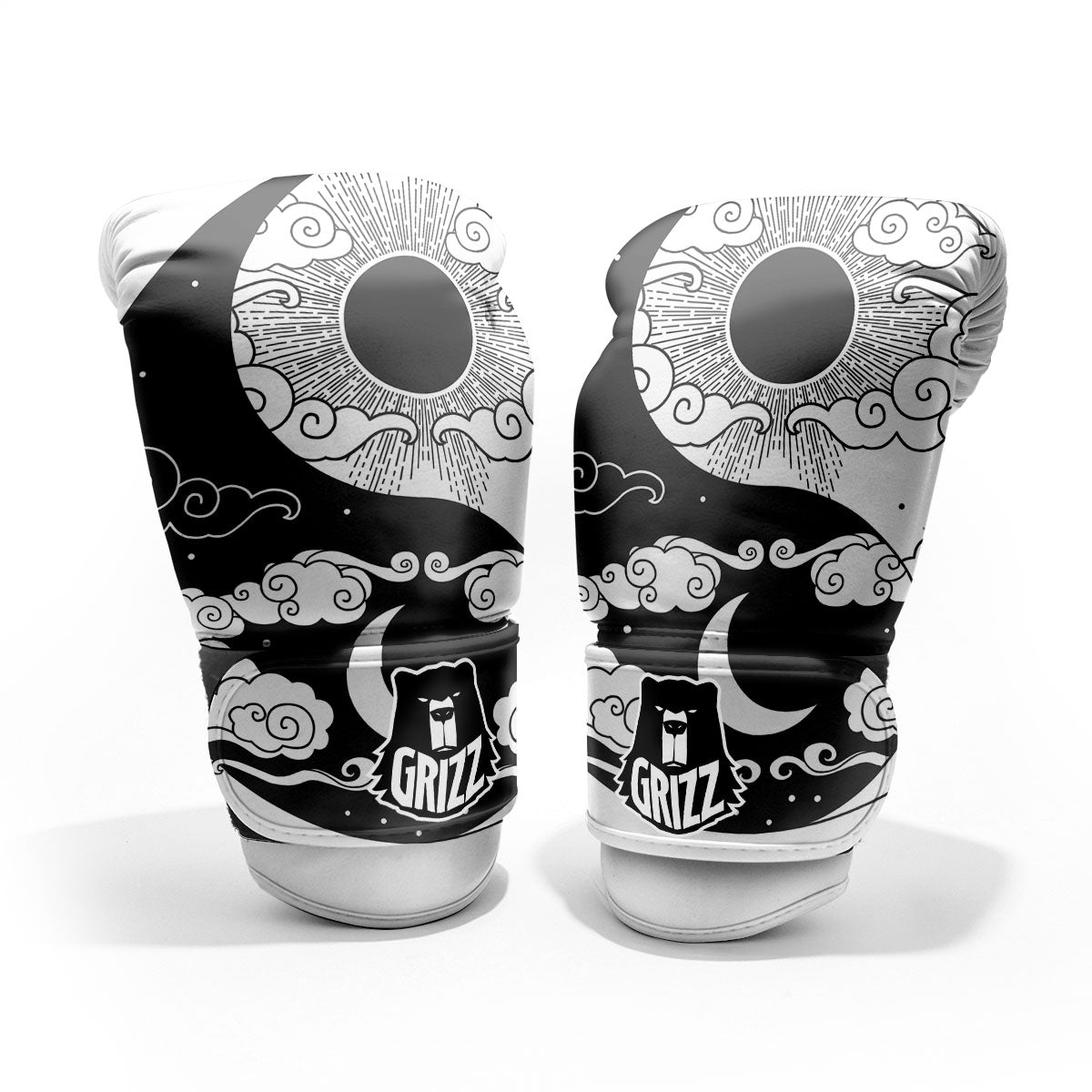 Japanese Yin Yang White And Black Print Pro Boxing Glove
