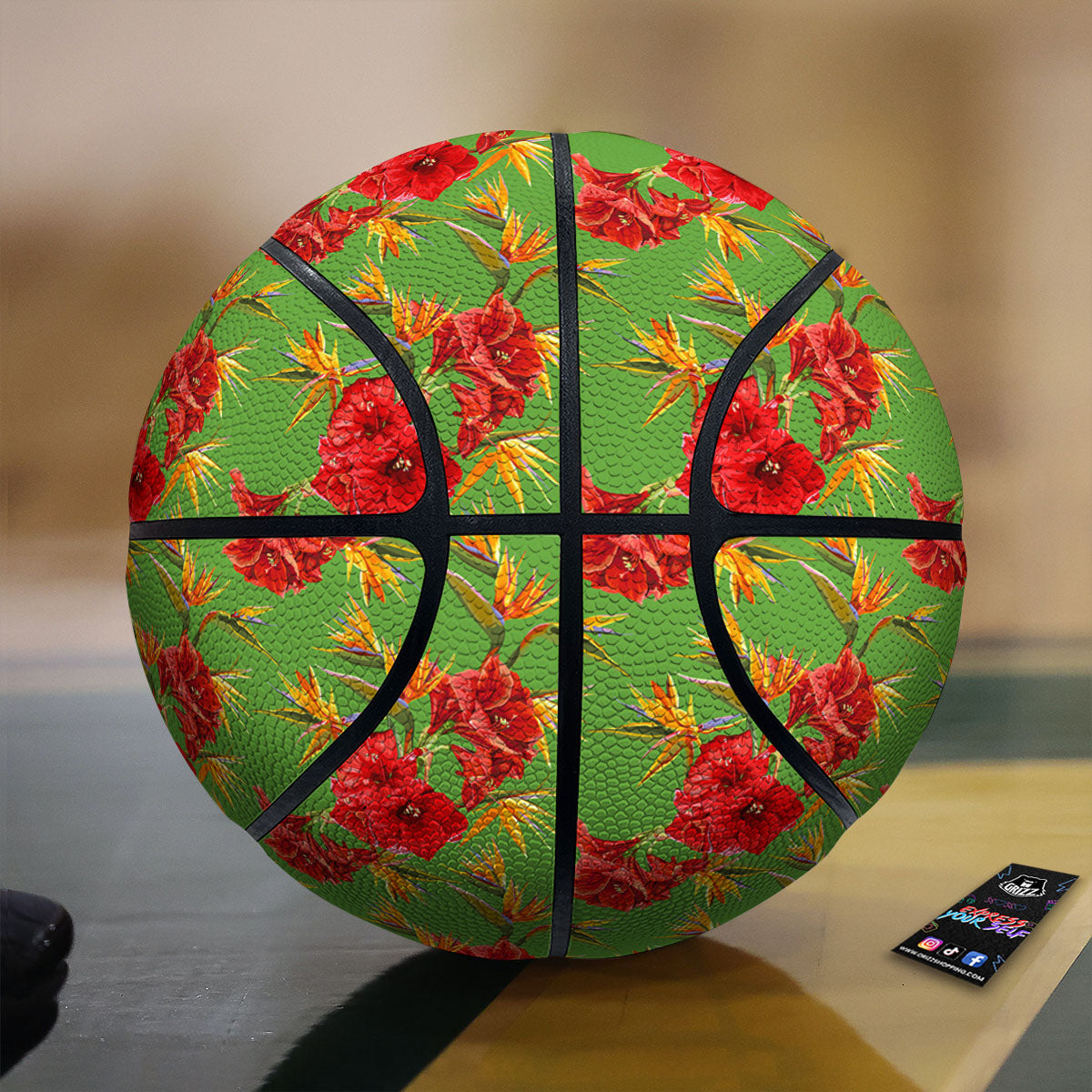 Ivy Leaf Watercolor Print Pattern Basketball