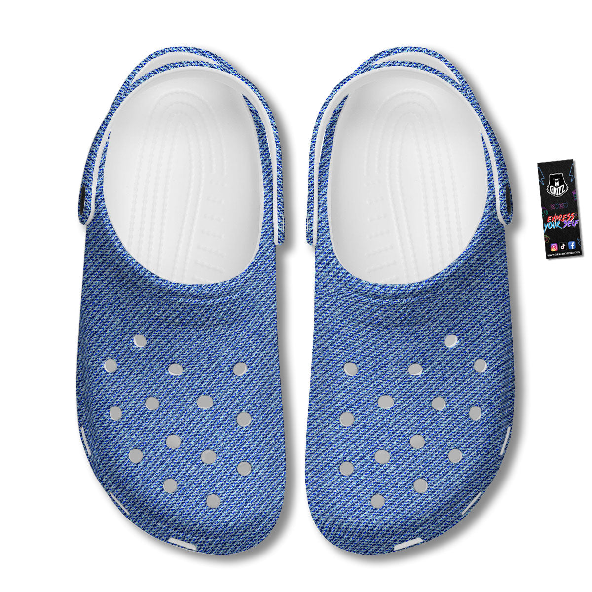 Jeans Blue Denim Print Pattern Clog-grizzshop