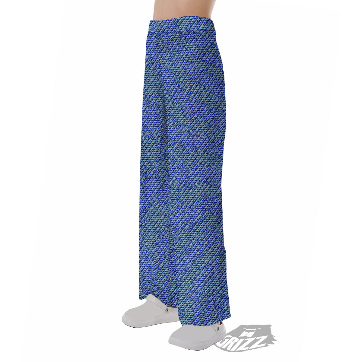 Jeans Blue Denim Print Pattern Pajama Pants-grizzshop